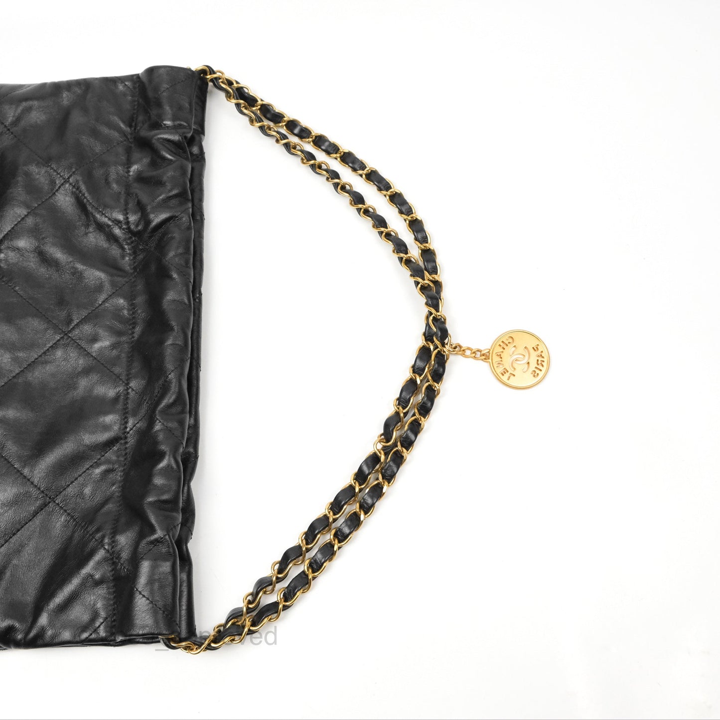 Chanel 22 Small Black Aged Calfskin Aged Gold Hardware
