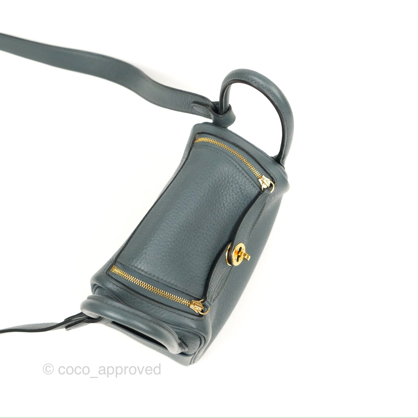 Hermès Mini Lindy 20 Bleu Orage Clemence Gold Hardware