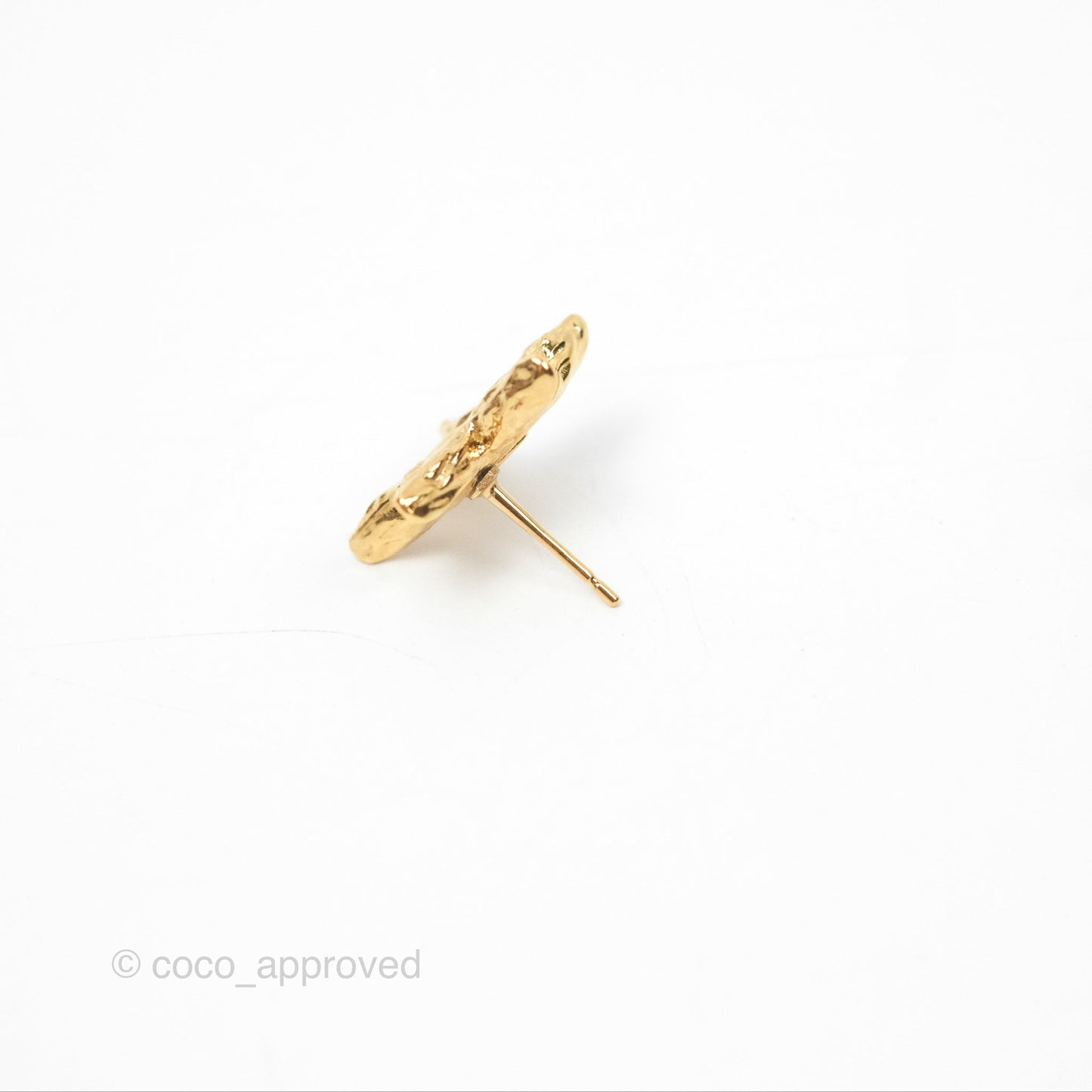 Chanel Star Black CC Earrings Gold Tone 24P