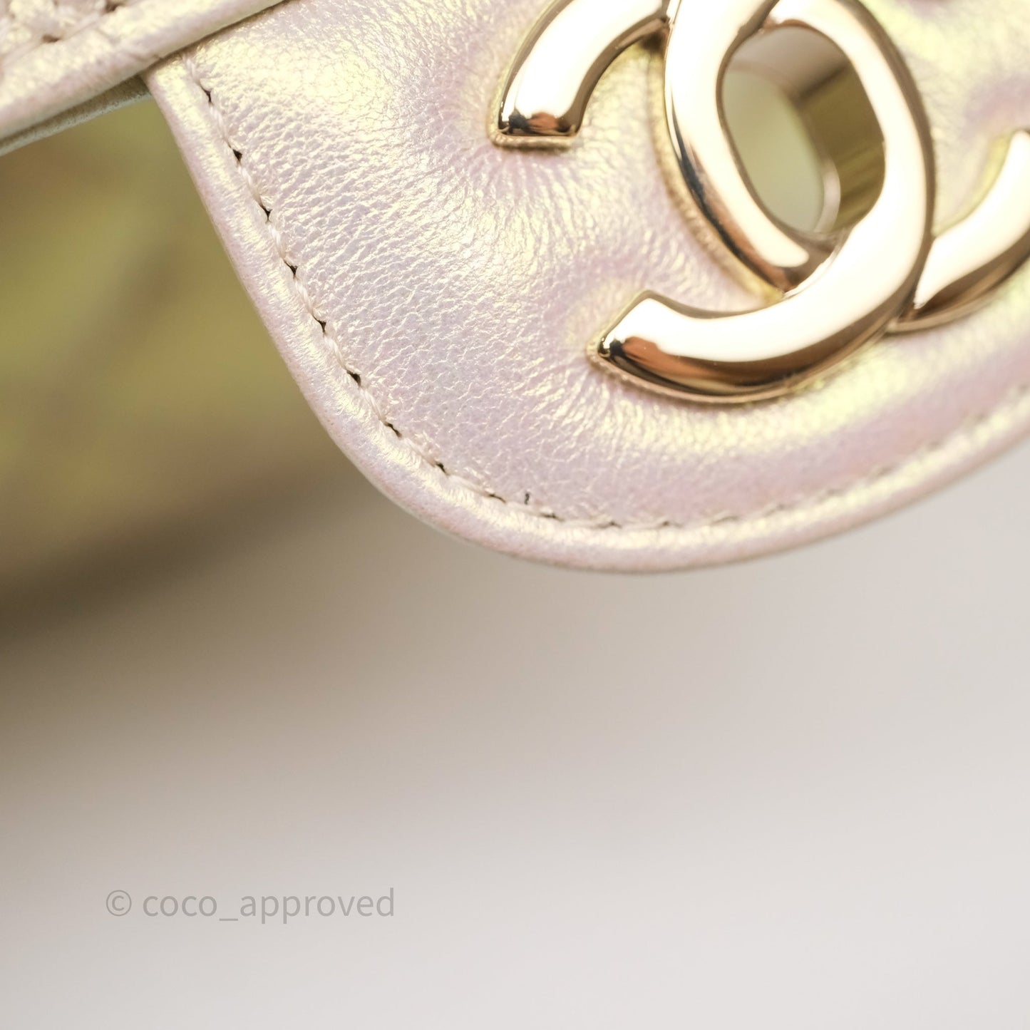 Chanel Classic Medium Double Flap Iridescent Beige Gold Hardware 21S