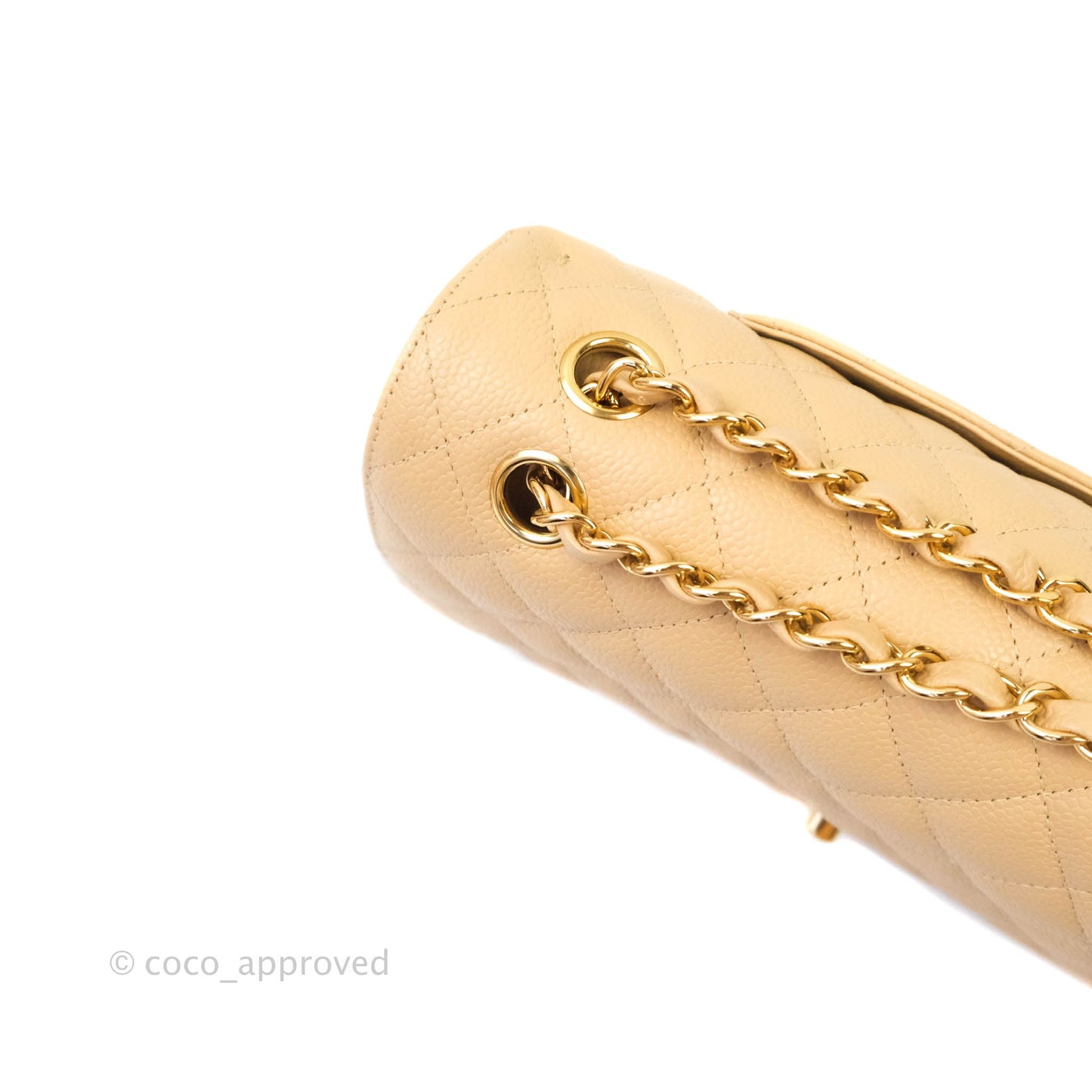 Chanel Classic M/L Medium Double Flap Beige Caviar Gold Hardware
