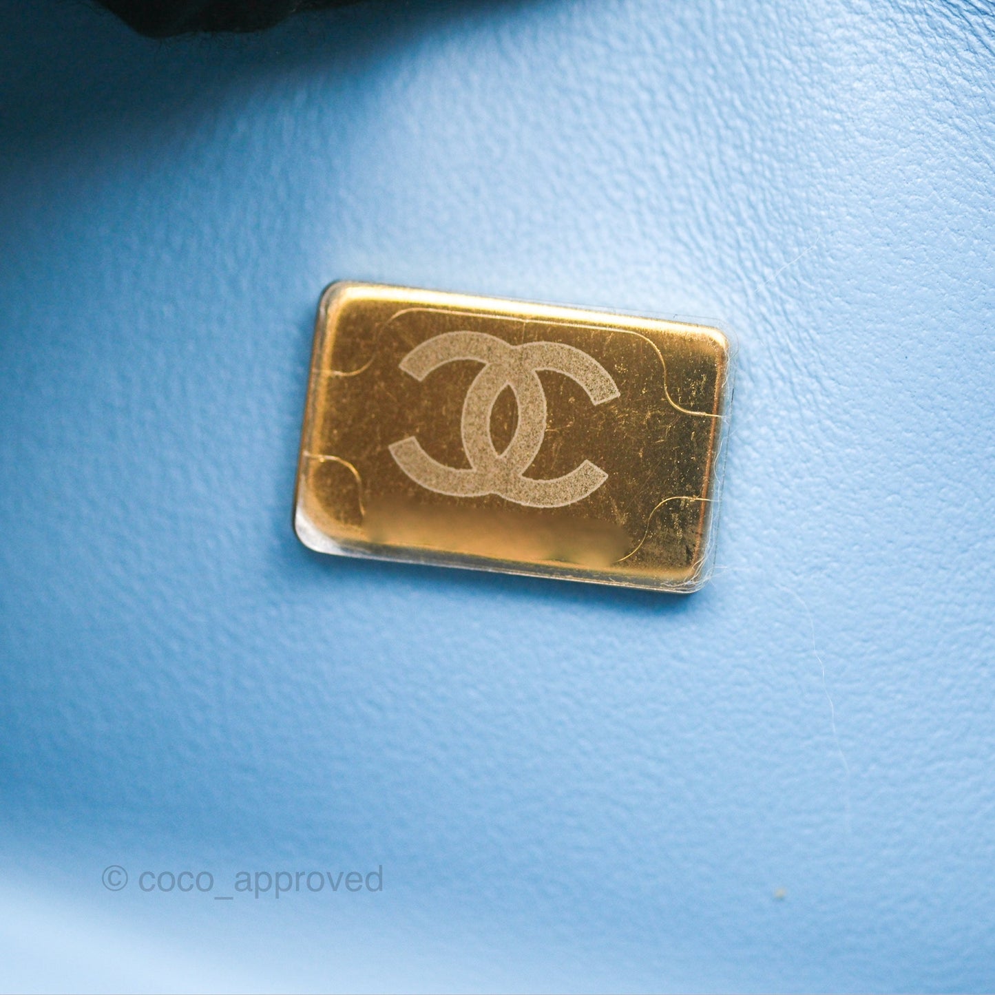 Chanel Small Classic Quilted Flap Light Blue Caviar Gold Hardware