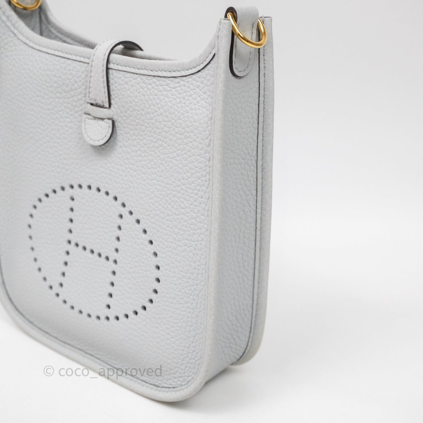Hermès Mini Evelyne 16 Bleu Pale 08 Clemence Gold Hardware