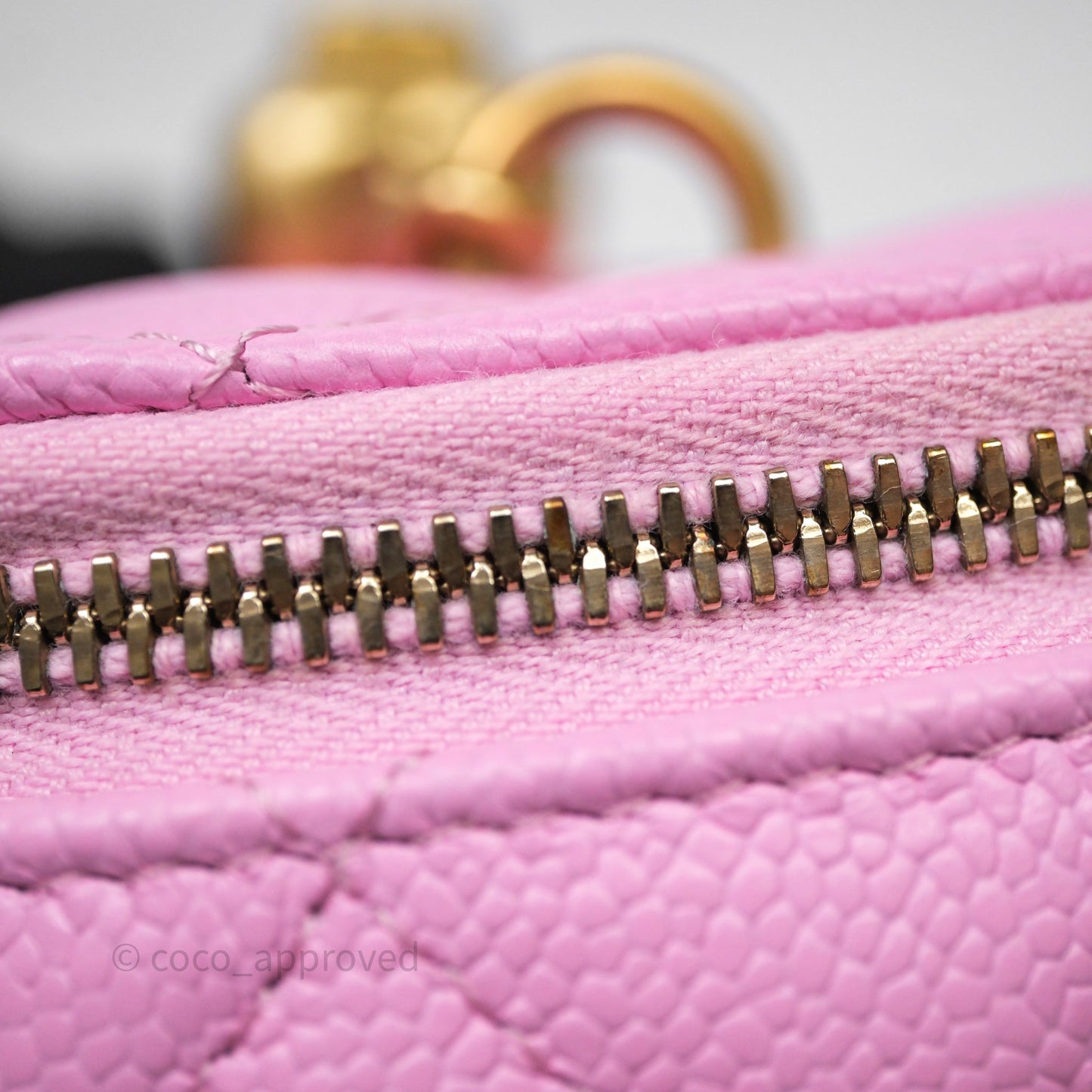 Chanel Vanity with Heart Adjustable Chain Pink Caviar Aged Gold Hardware