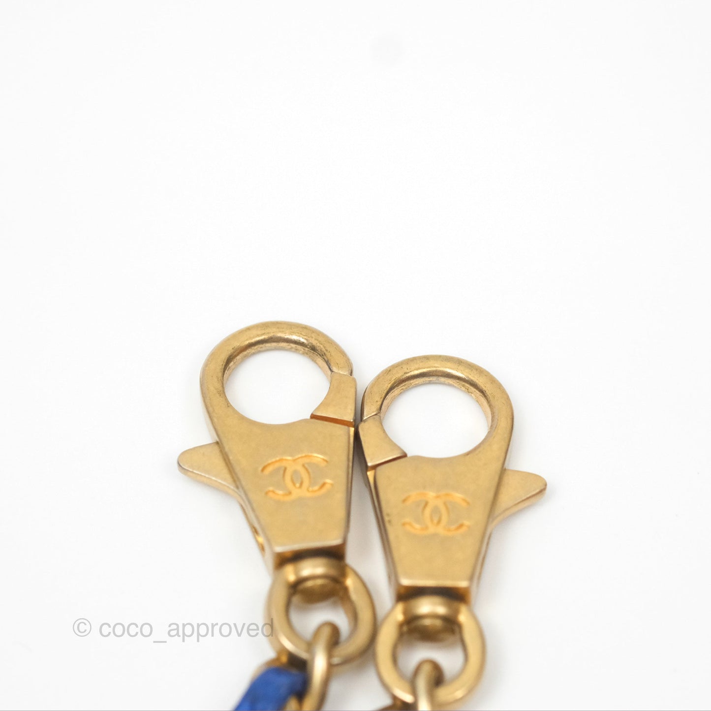 Chanel Small Coco Handle Chevron Blue Caviar Aged Gold Hardware