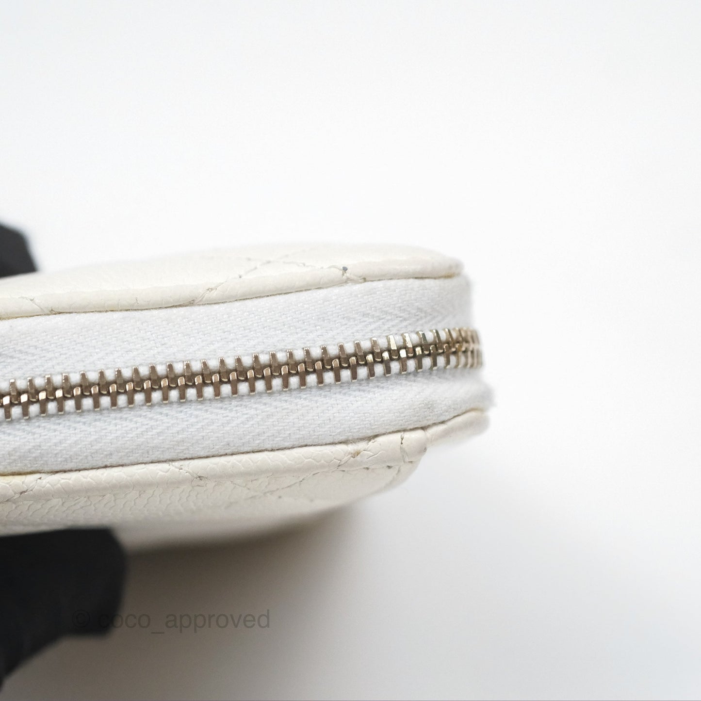 Chanel Classic Zipped Coin Purse White Caviar Gold Hardware