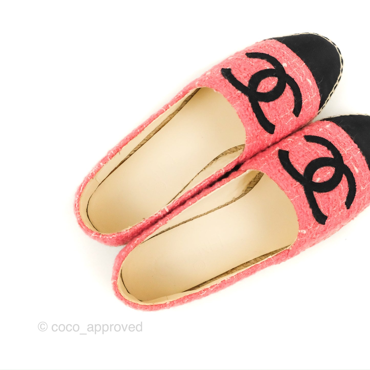 Chanel Espadrille Black Pink Tweed Size 39