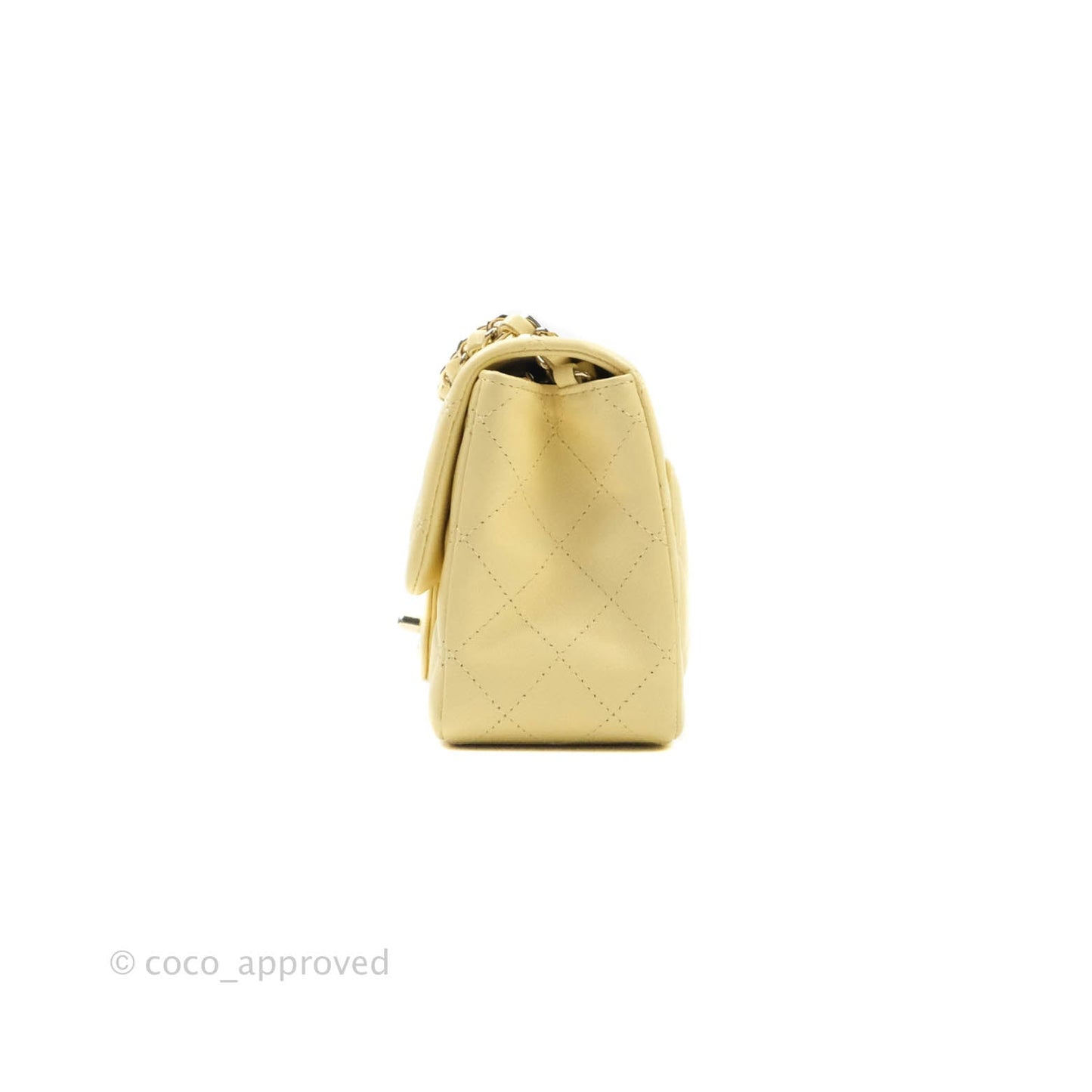 Chanel Quilted Mini Square Yellow Lambskin Gold Hardware