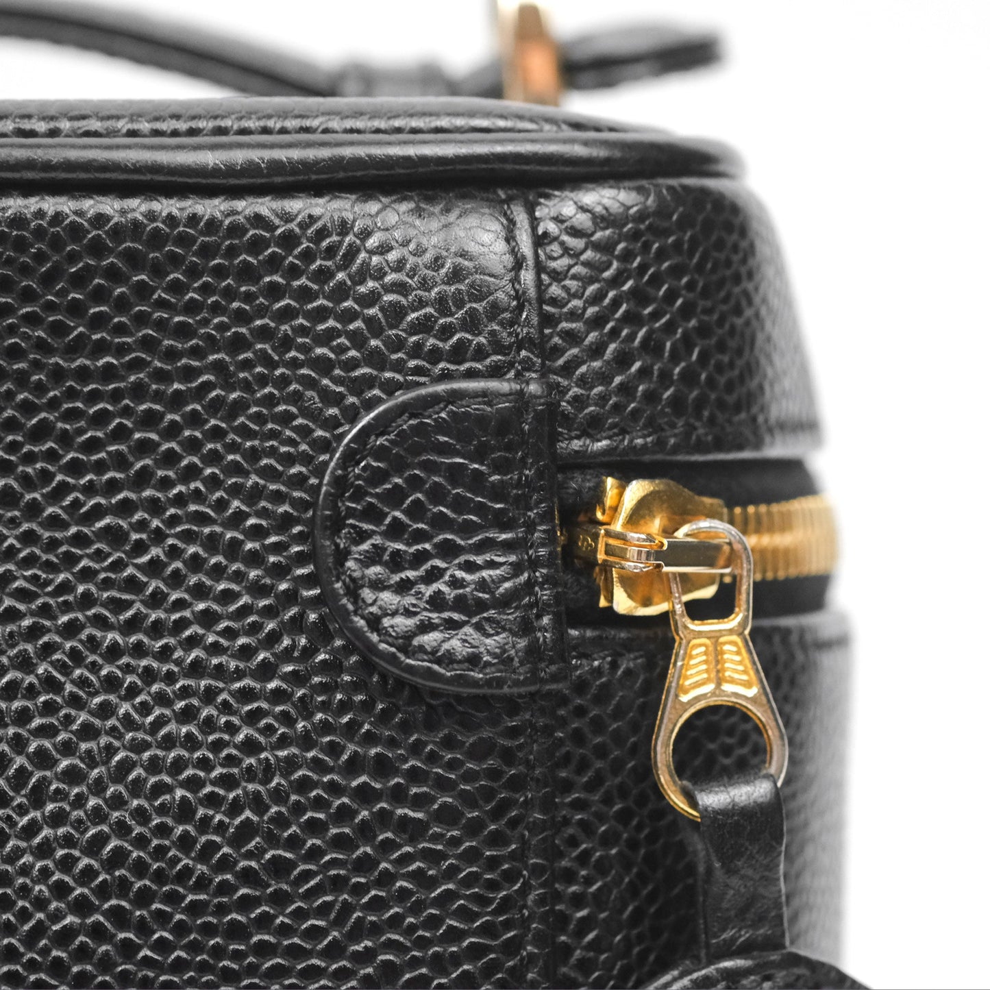 Chanel Vintage Vanity Case Black Caviar Gold Hardware