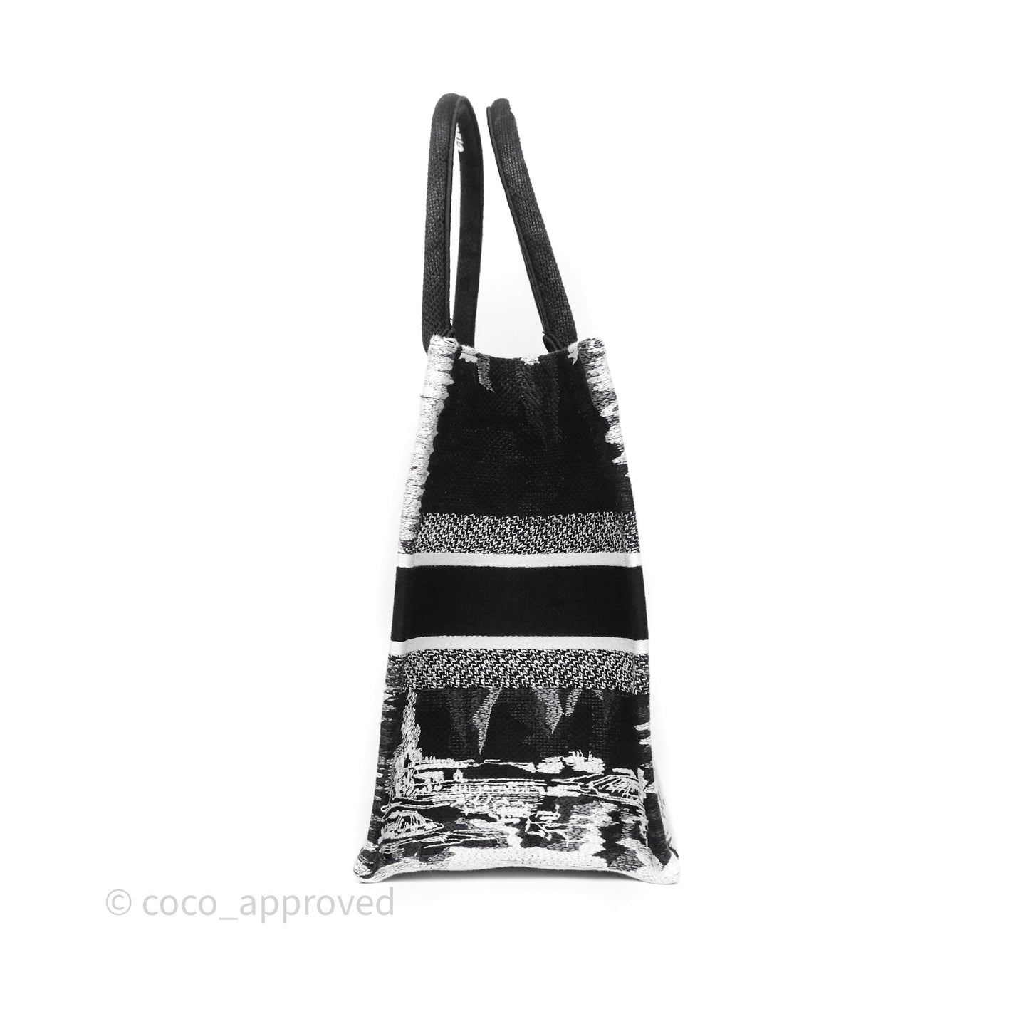 Dior Medium Book Tote Paris Embroidered Black White