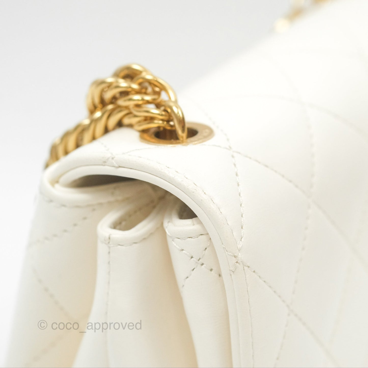 Chanel Mini Flap Bag with Enamel Charm Chain White Lambskin Gold Hardware