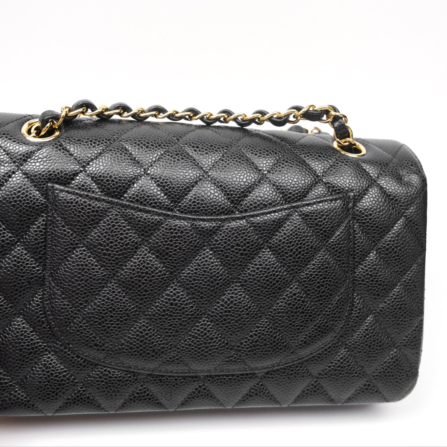 Chanel Classic M/L Medium Flap Quilted Black Caviar Gold Hardware