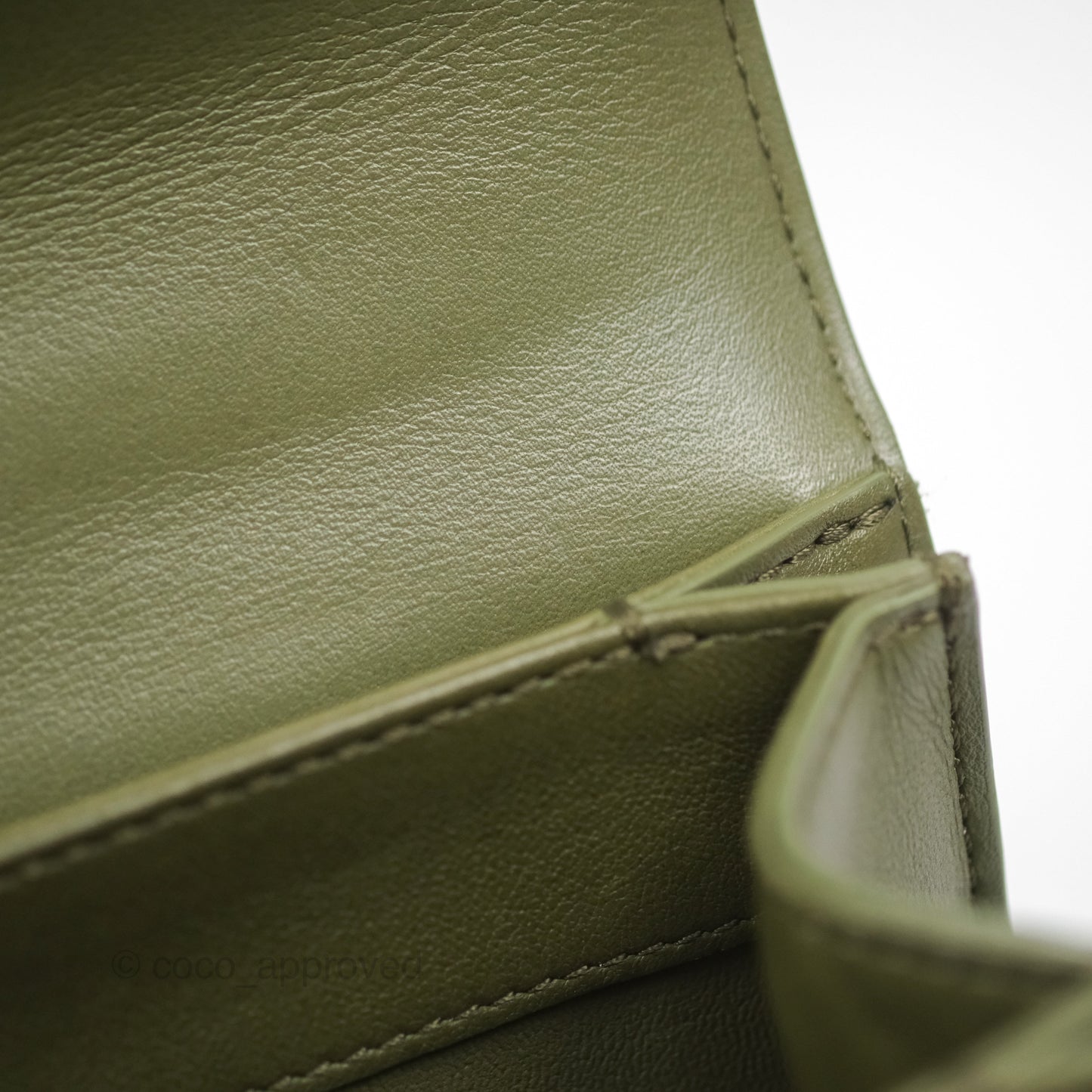 Chanel Small Coco Lady Quilted Flap Bag With Top Handle Olive Green Calfskin Gold Hardware