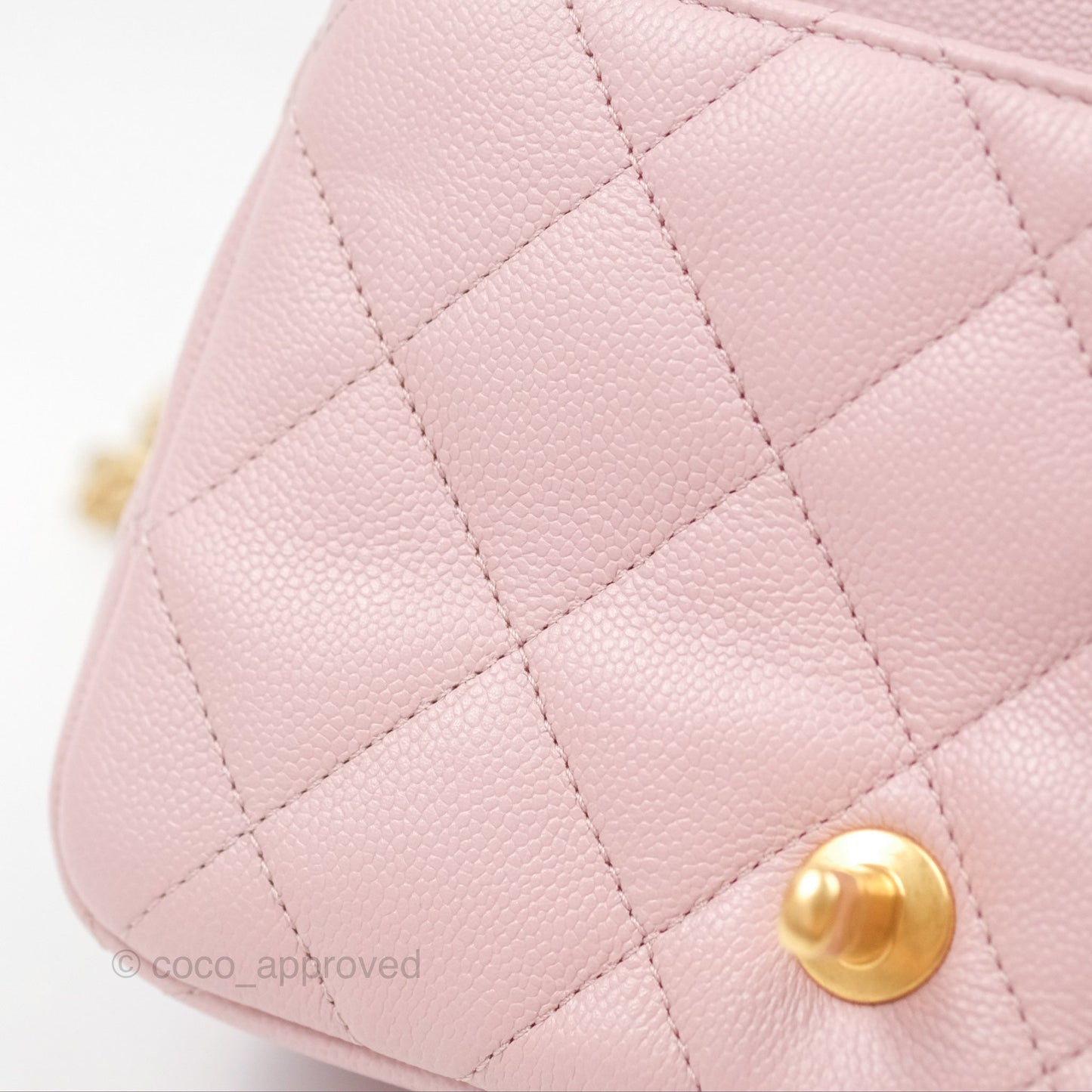 Chanel Mini Flap Bag Heart Adjustable Chain Dusty Pink Caviar Aged Gold Hardware