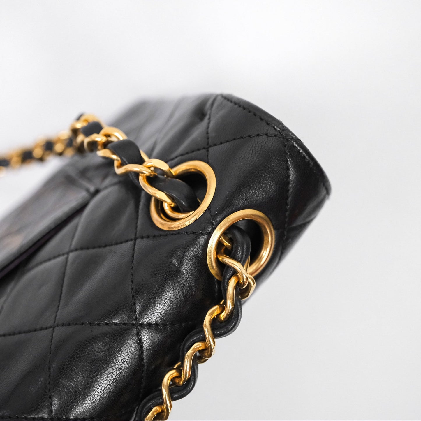 Chanel Classic Vintage Double Flap M/L Black Lambskin Gold Hardware
