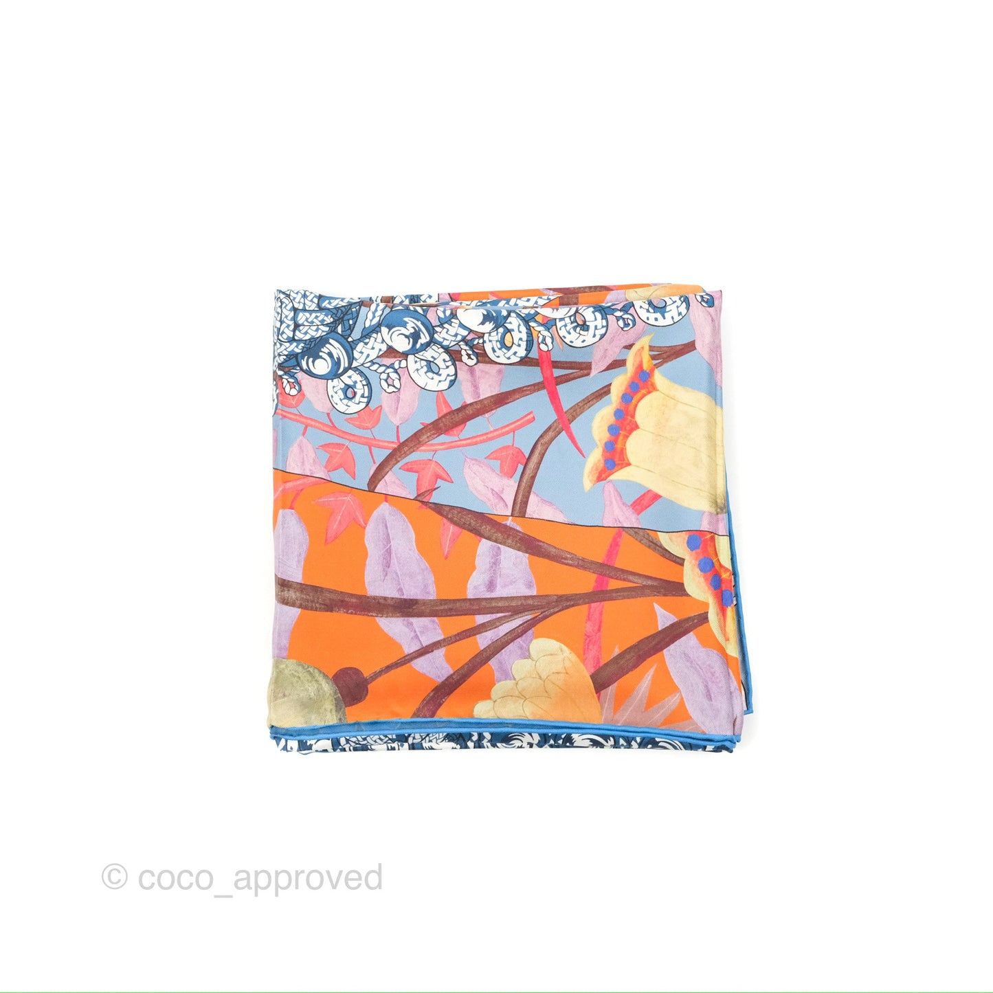 Hermès Brandebourgs Fleuris Double Face Scarf 90