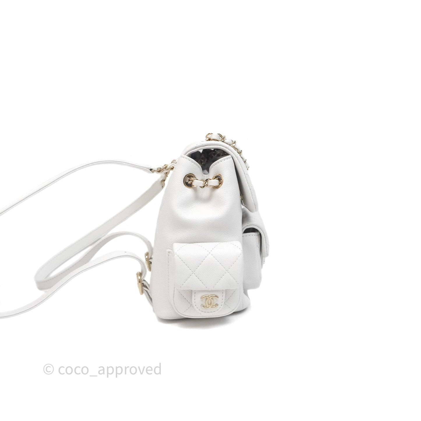Chanel Small Duma Backpack White Caviar Gold Hardware