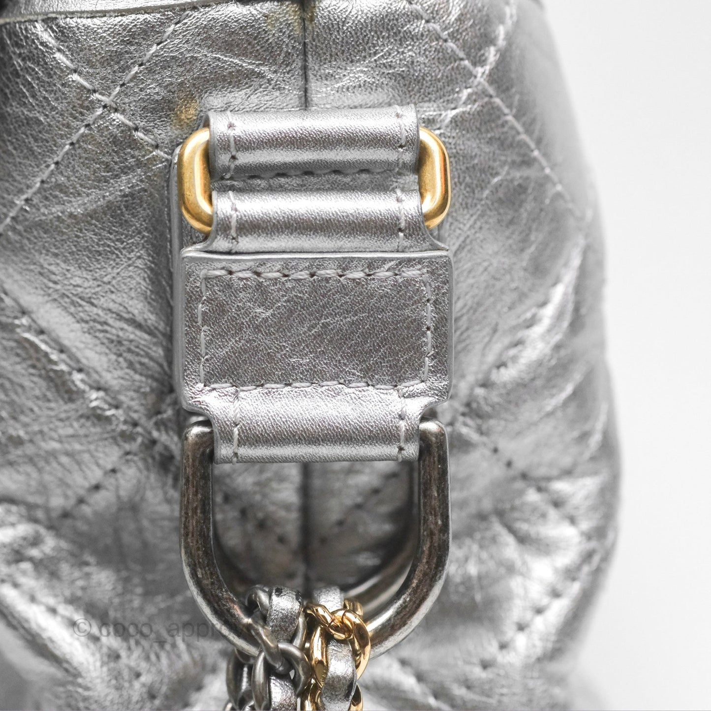 Chanel Large Gabrielle Hobo Metallic Silver Aged Calfskin Mixed Hardware