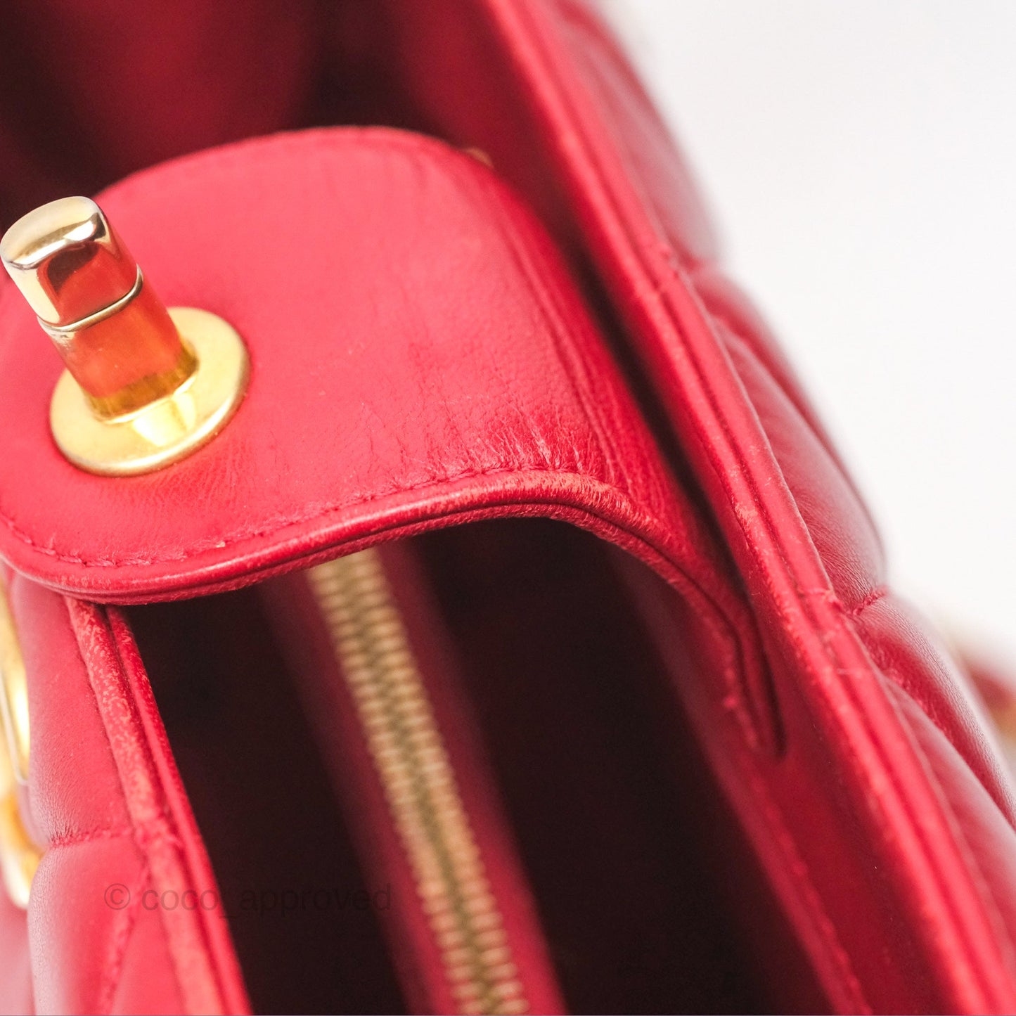 Chanel Tote Bag Red Lambskin Aged Gold Hardware