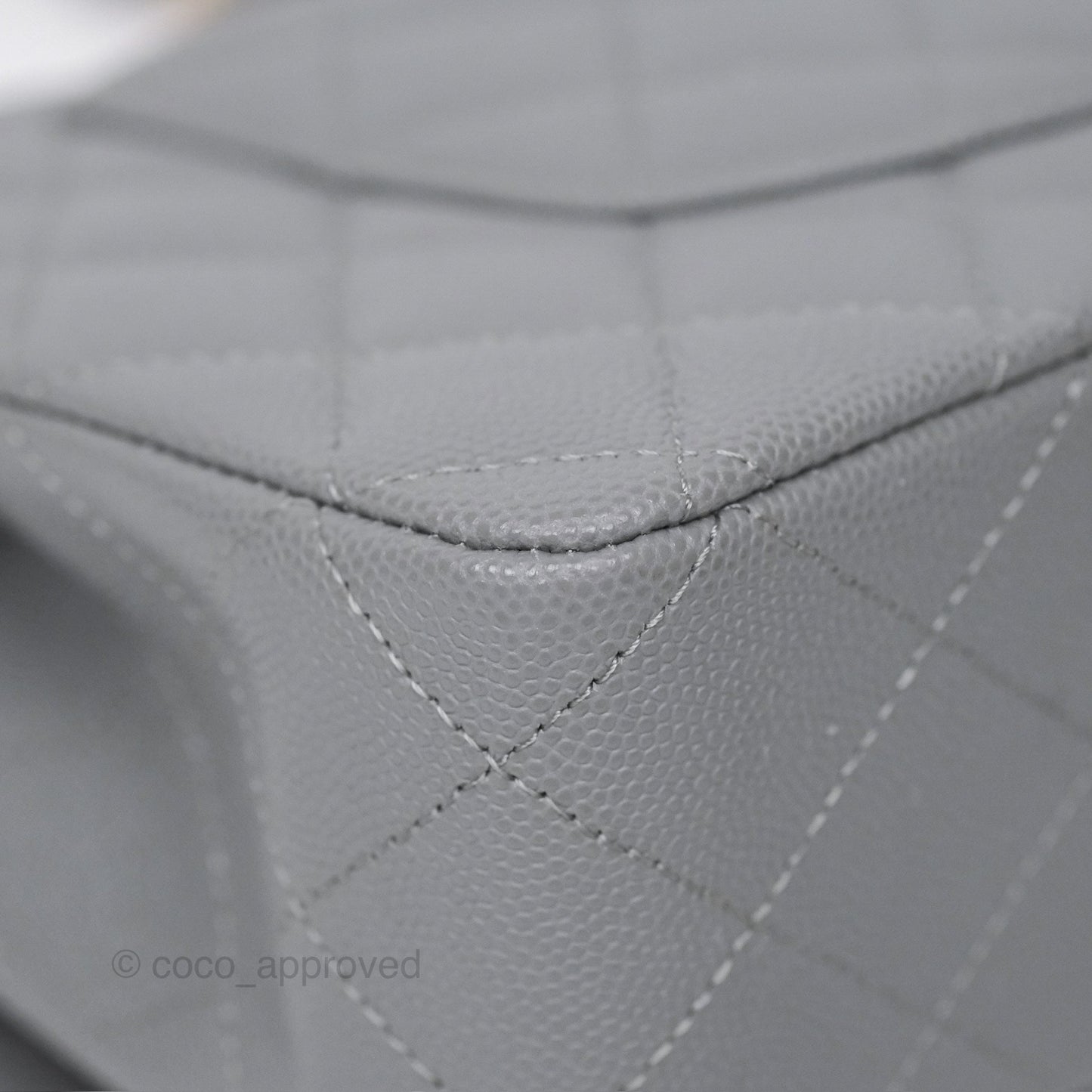Chanel Classic M/L Medium Flap Quilted Grey Caviar Gold Hardware