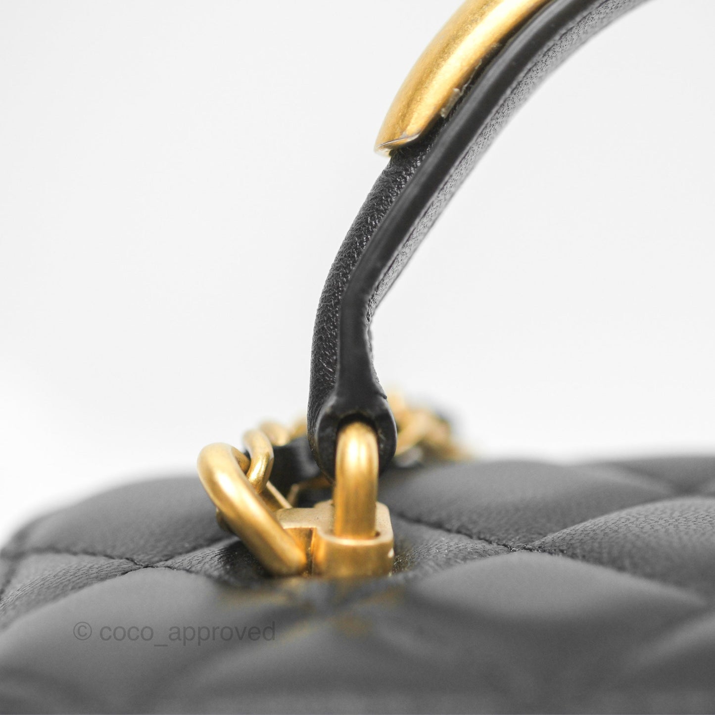 Chanel Vanity Rectangular Metal Top Handle Black Lambskin Aged Gold Hardware 22B