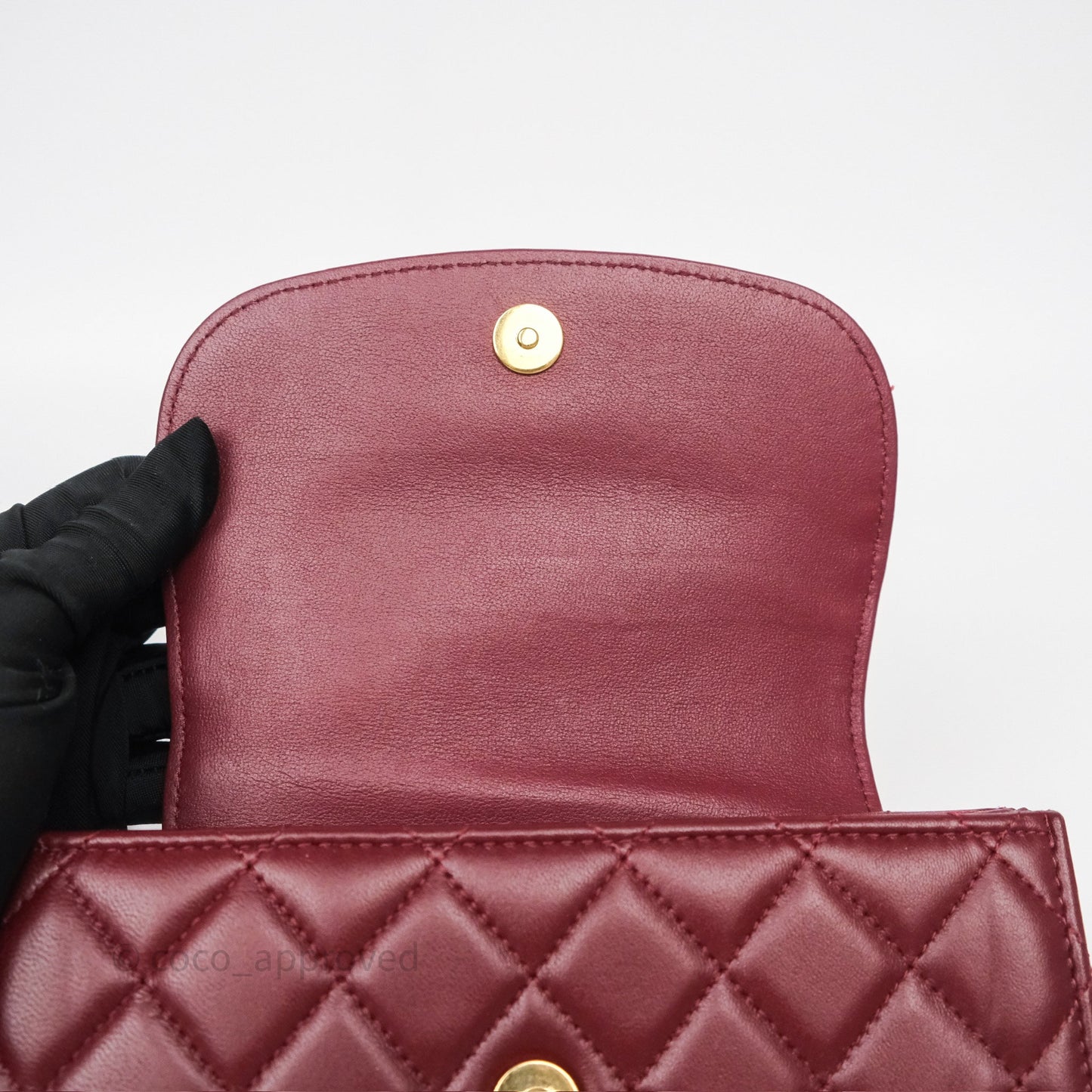Chanel Mini WOC with CC Chain Burgundy Lambskin Gold Hardware 22K