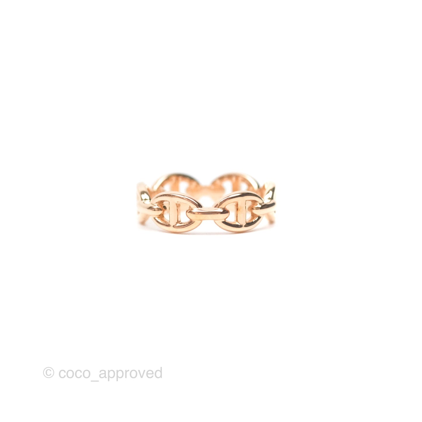 Hermès Chaine d'Ancre Enchainee Band Ring PM Rose Gold Size 51