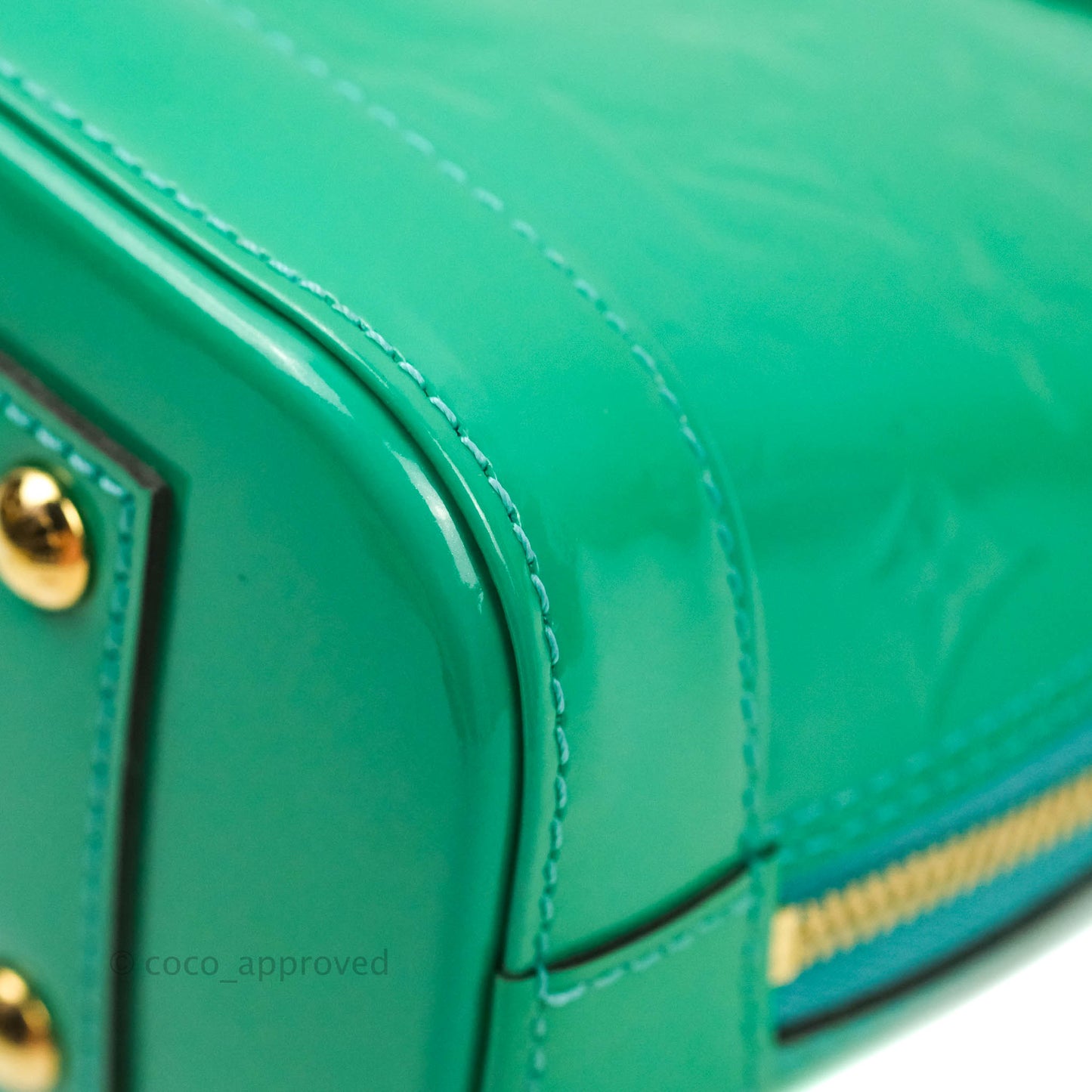 Louis Vuitton Alma BB Monogram Green Patent Gold Hardware