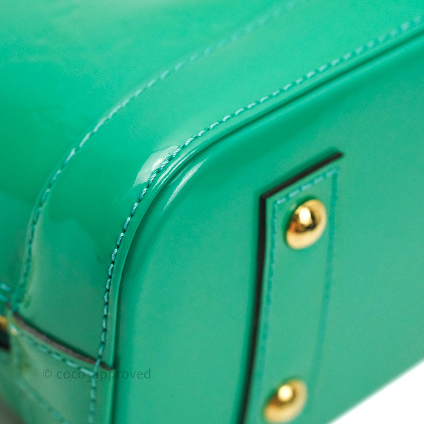 Louis Vuitton Alma BB Monogram Green Patent Gold Hardware