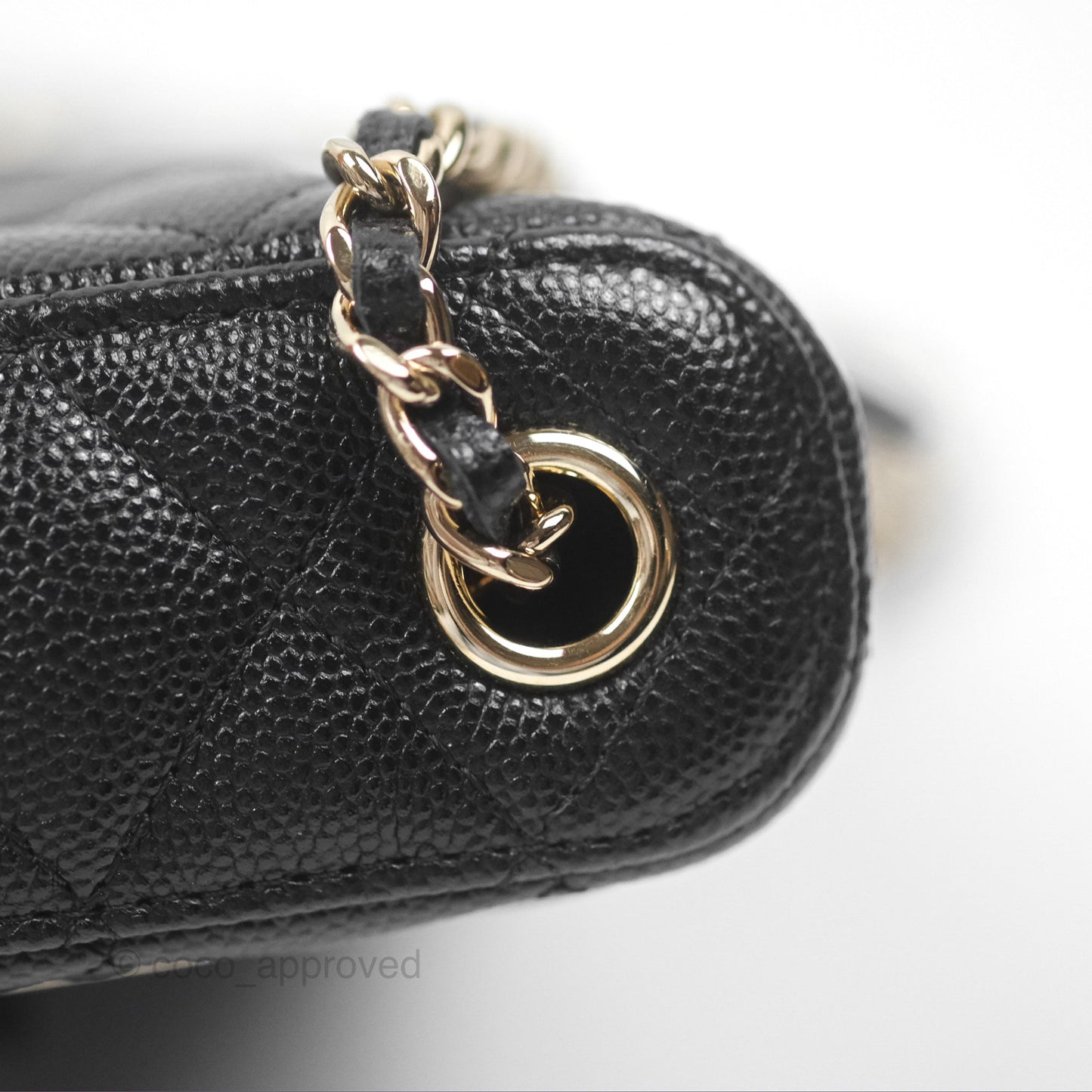 Chanel Vanity Phone Holder With Chain Black Caviar Gold Hardware