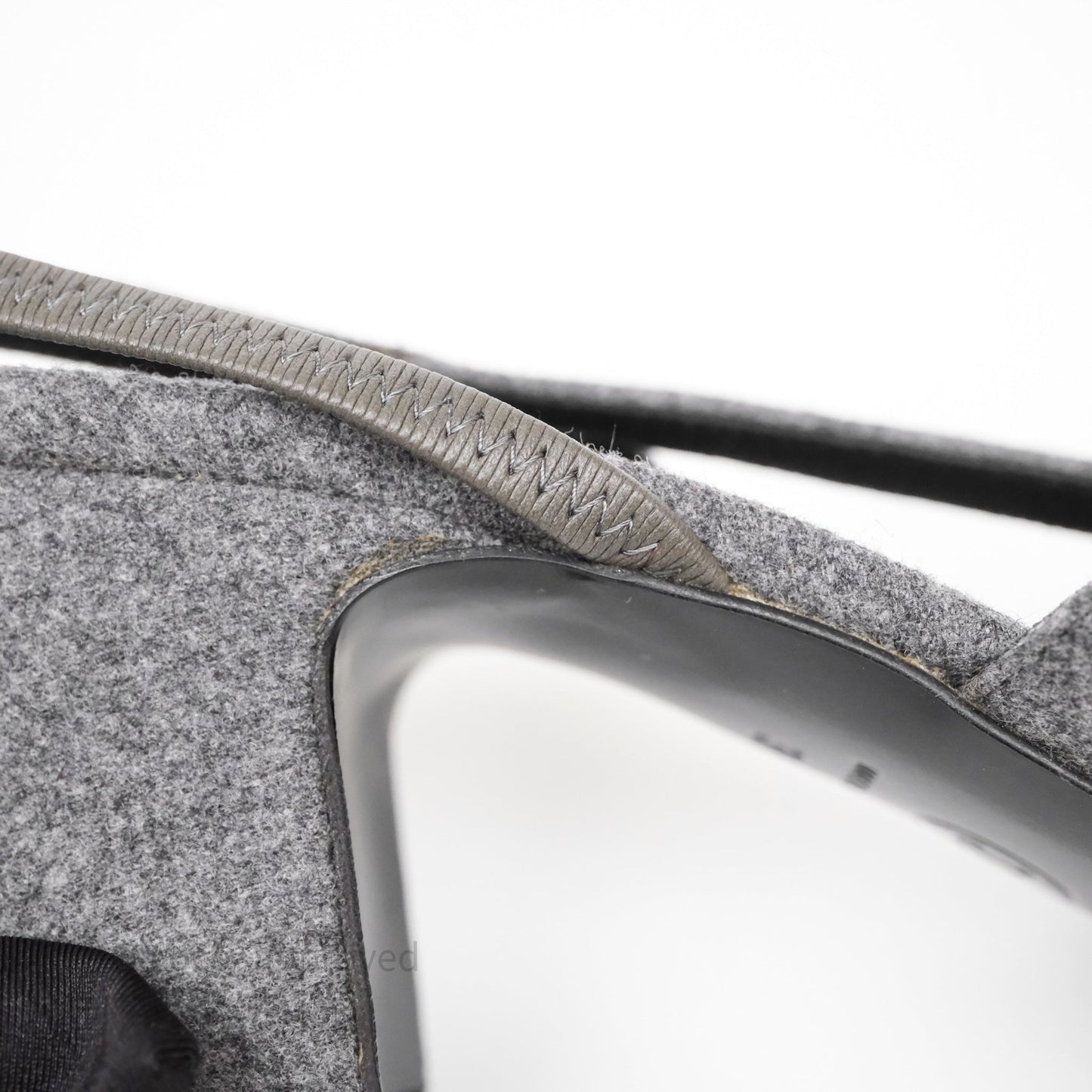 Chanel Slingbacks Heels Grey Felted/ Black Velvet Size 38