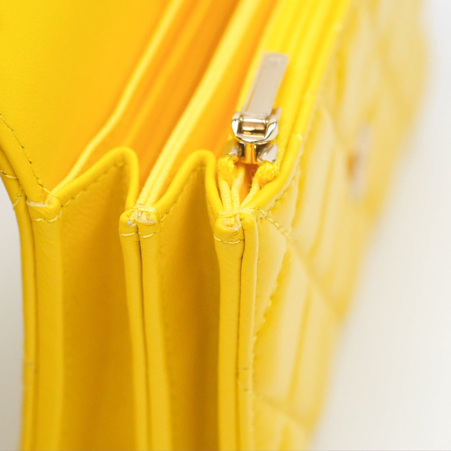 Chanel Lacquered Chain Mini WOC Yellow Lambskin