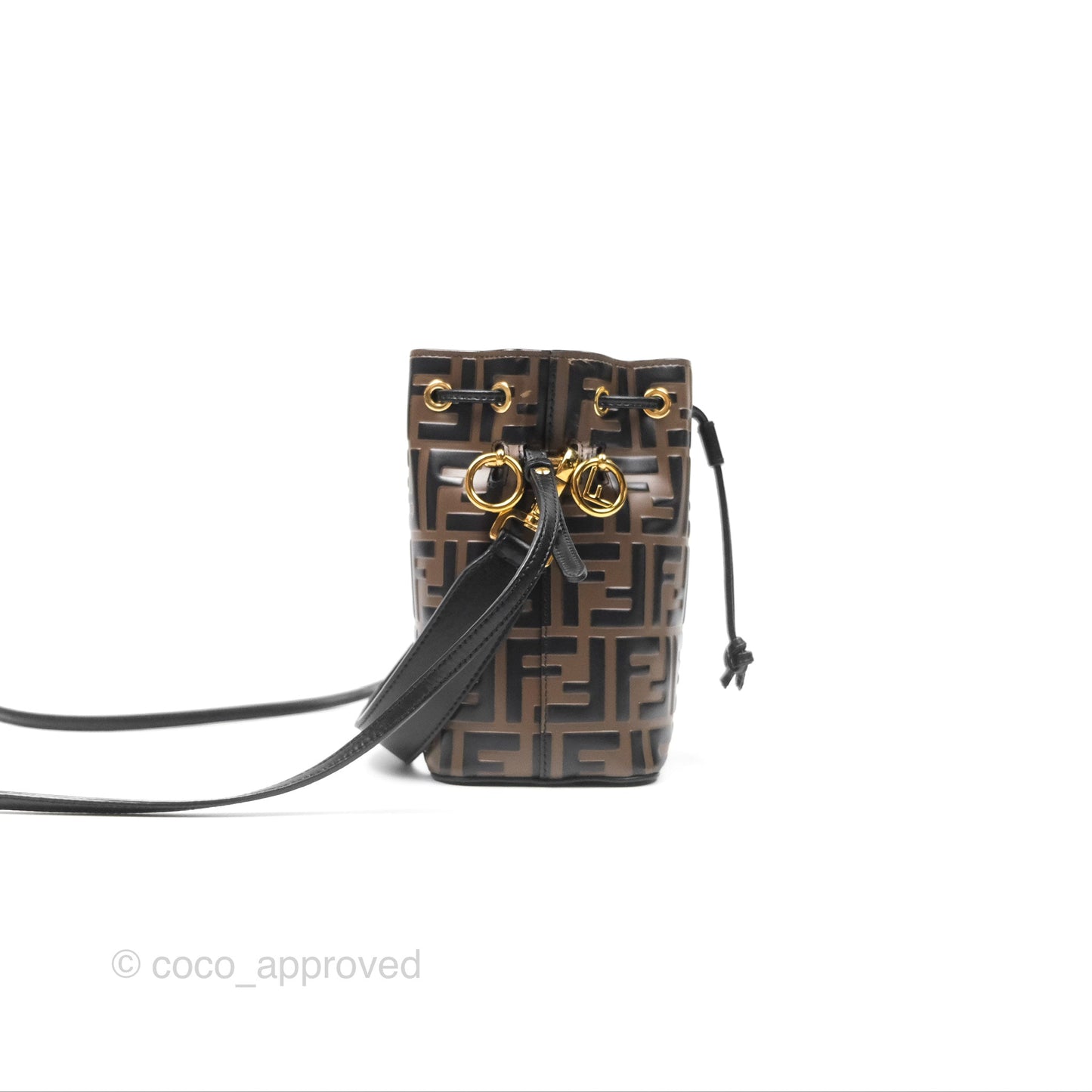 Fendi Mini Mon Tresor Bucket Bag FF Motif Brown
