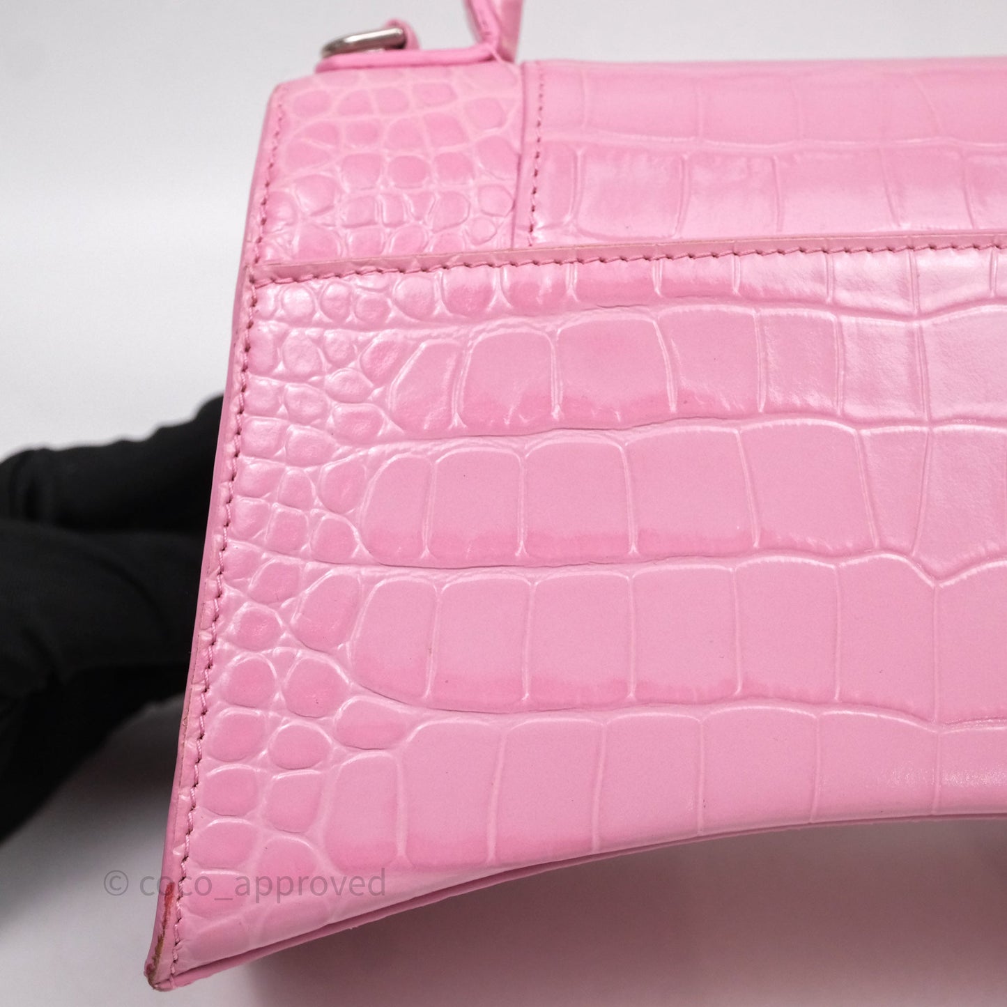 Balenciaga Small Hourglass Embossed Bag Pink