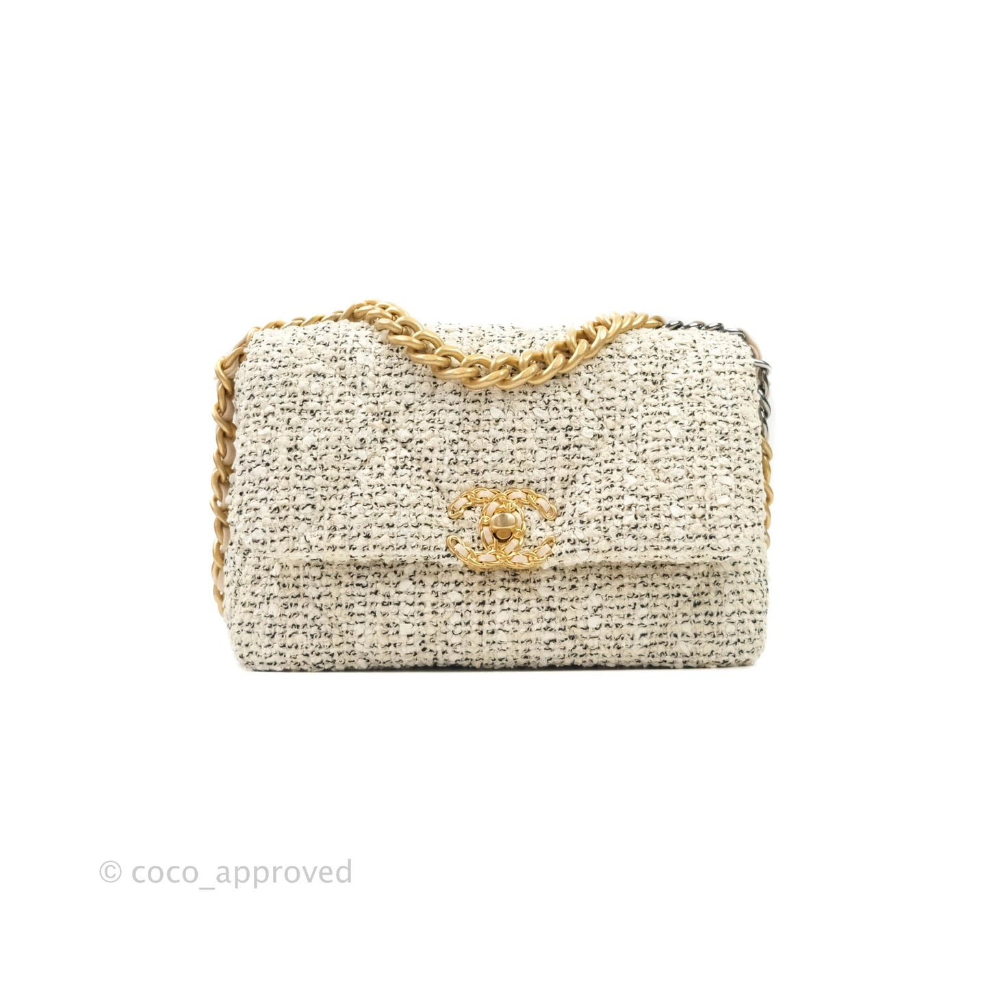 Chanel 19 Small Tweed Oreo Cream Mixed Hardware