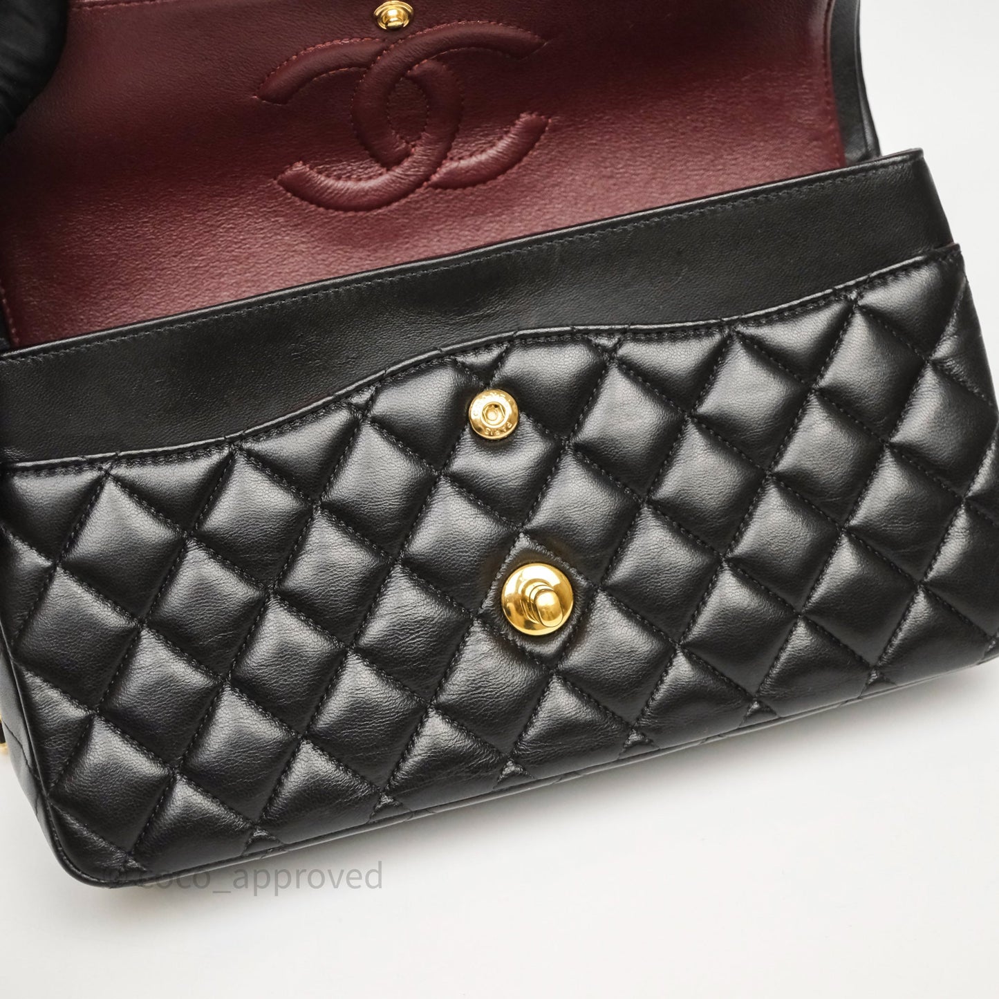 Chanel Classic M/L Medium Flap Quilted Black Lambskin Gold Hardware