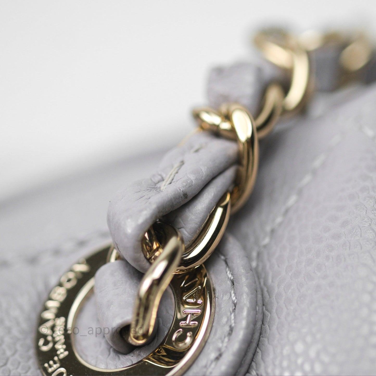 Chanel Quilted Medium Business Affinity Flap Light Grey Caviar Gold Hardware