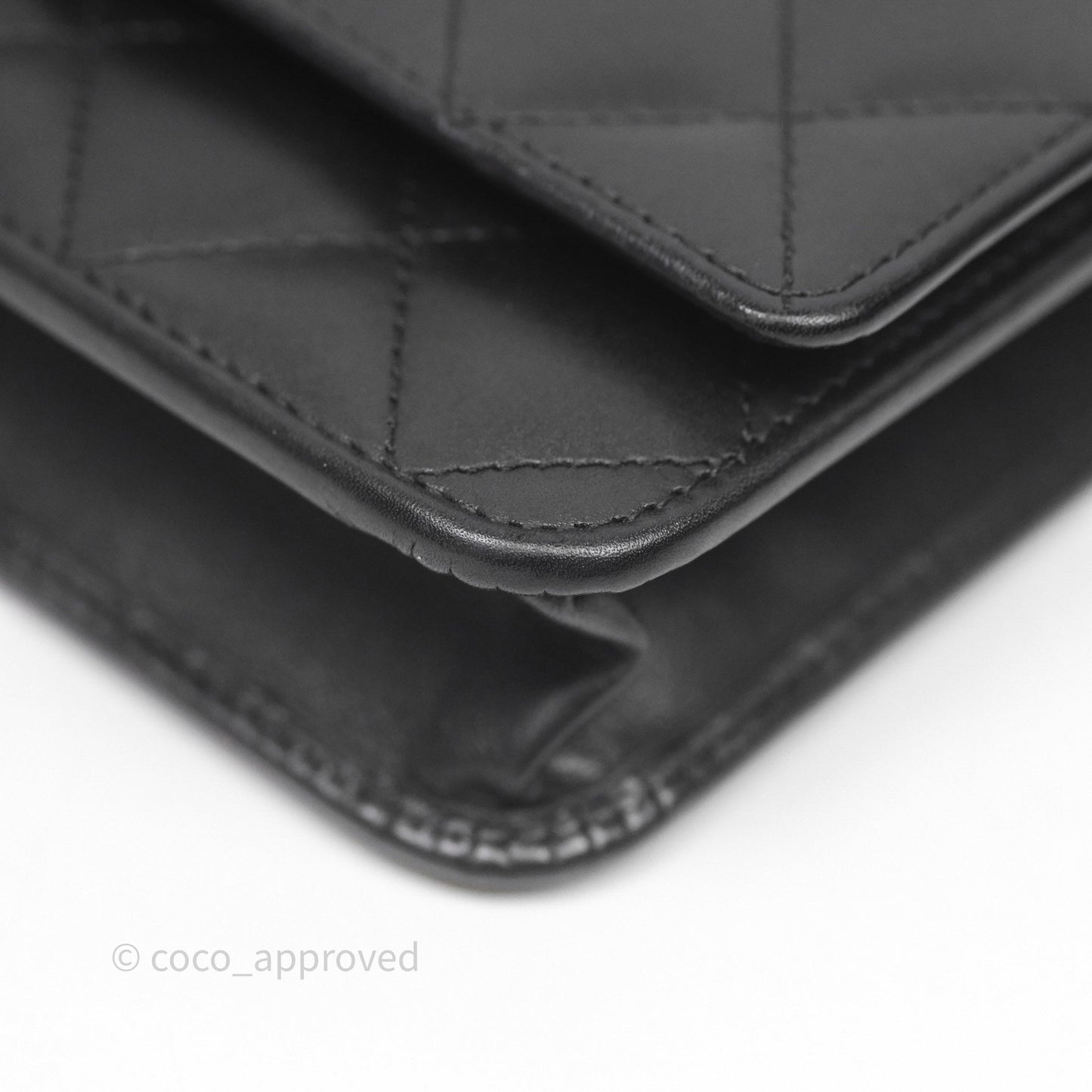 Chanel Quilted Cambon Wallet on Chain WOC Black Calfskin Silver Hardware