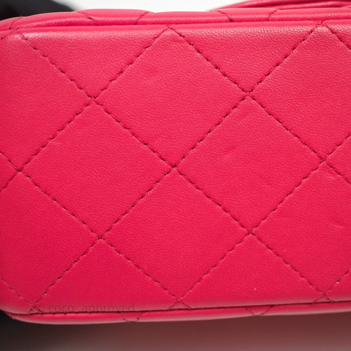 Chanel Mini Square Flap Quilted Dark Pink Lambskin Gold Hardware
