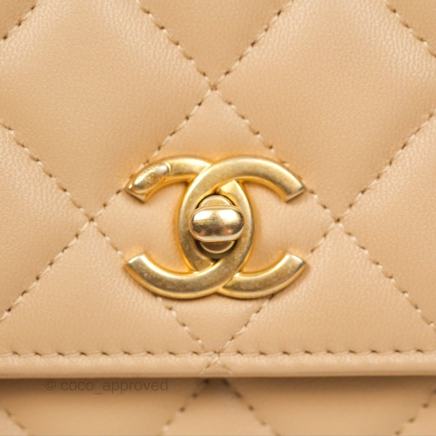 Chanel Quilted Pearl Crush Wallet on Chain WOC Beige Lambskin Aged Gold Hardware