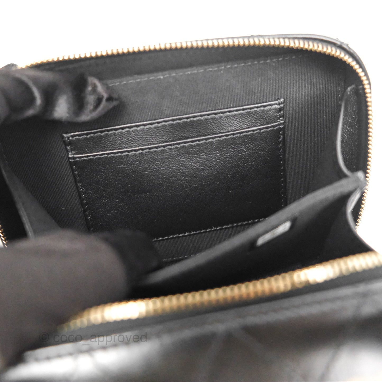 Chanel Top Handle Vanity Case Black Shiny Lambskin Aged Gold Hardware