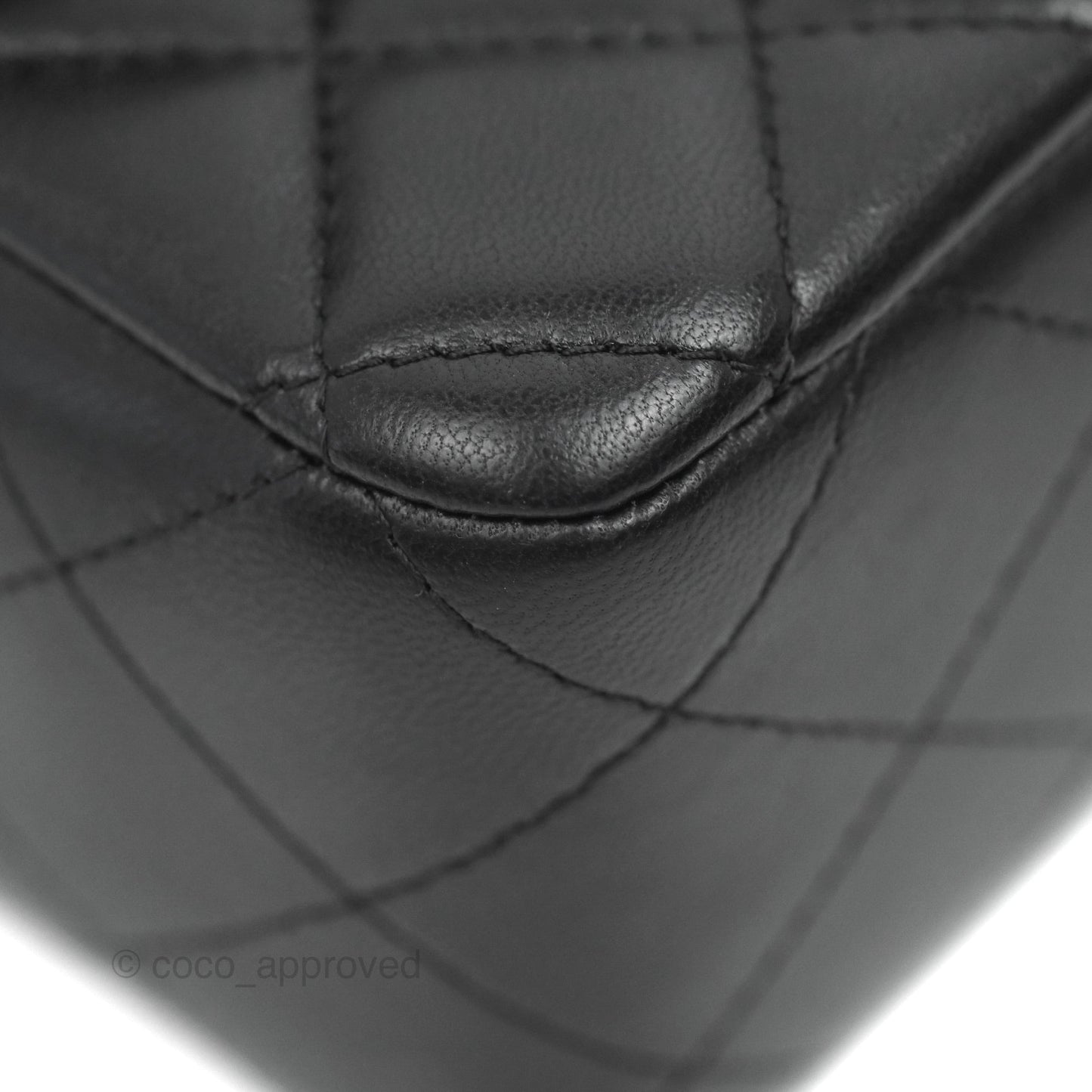 Chanel Quilted Mini Rectangular Flap Black Lambskin Silver Hardware
