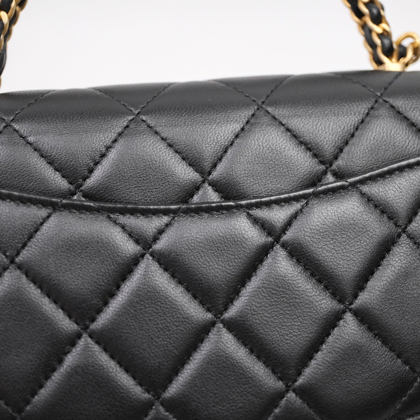Chanel Top Handle Wallet On Chain WOC Black Lambskin Gold Hardware