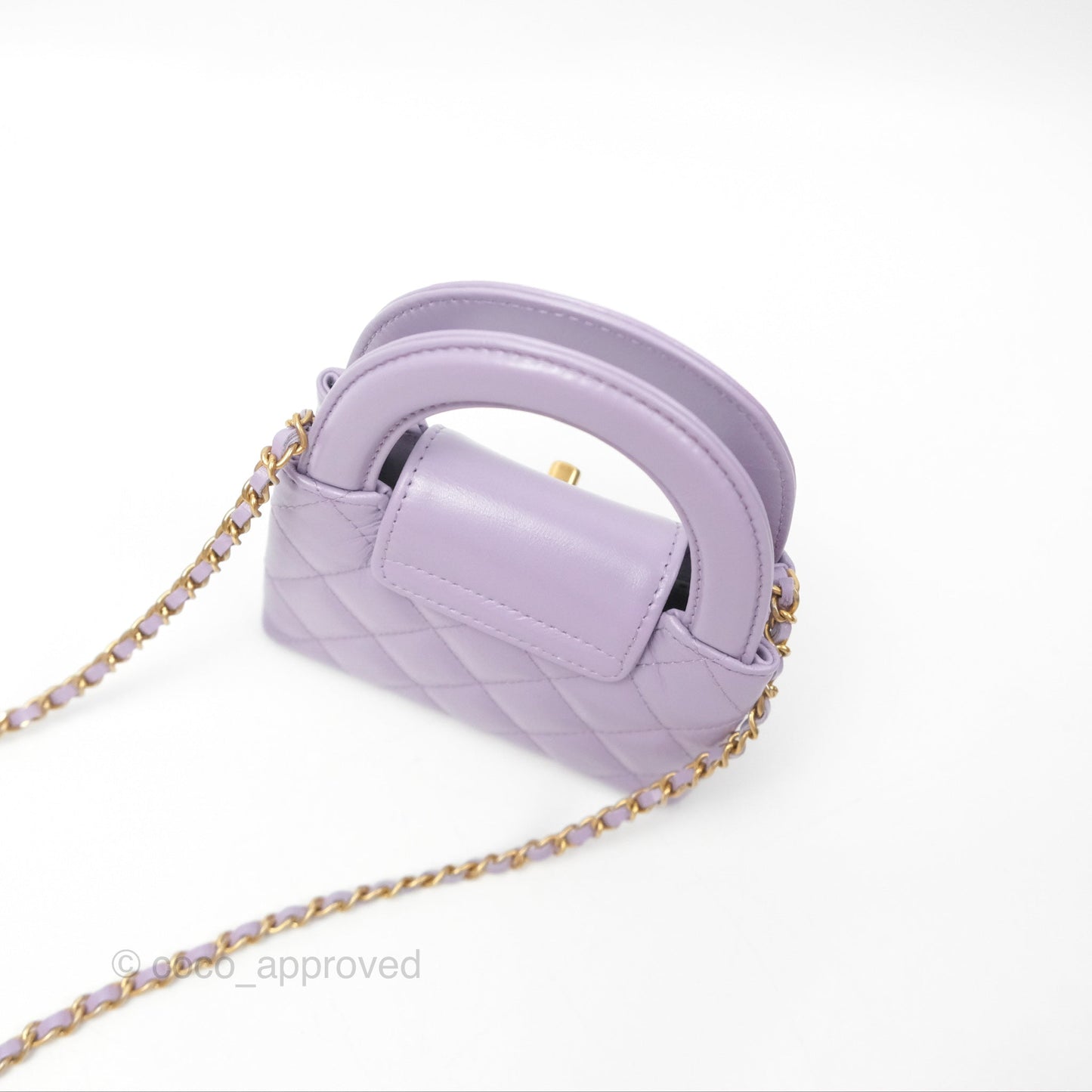 Chanel Mini Nano Kelly Bag Purple Shiny Calfskin Aged Gold Hardware
