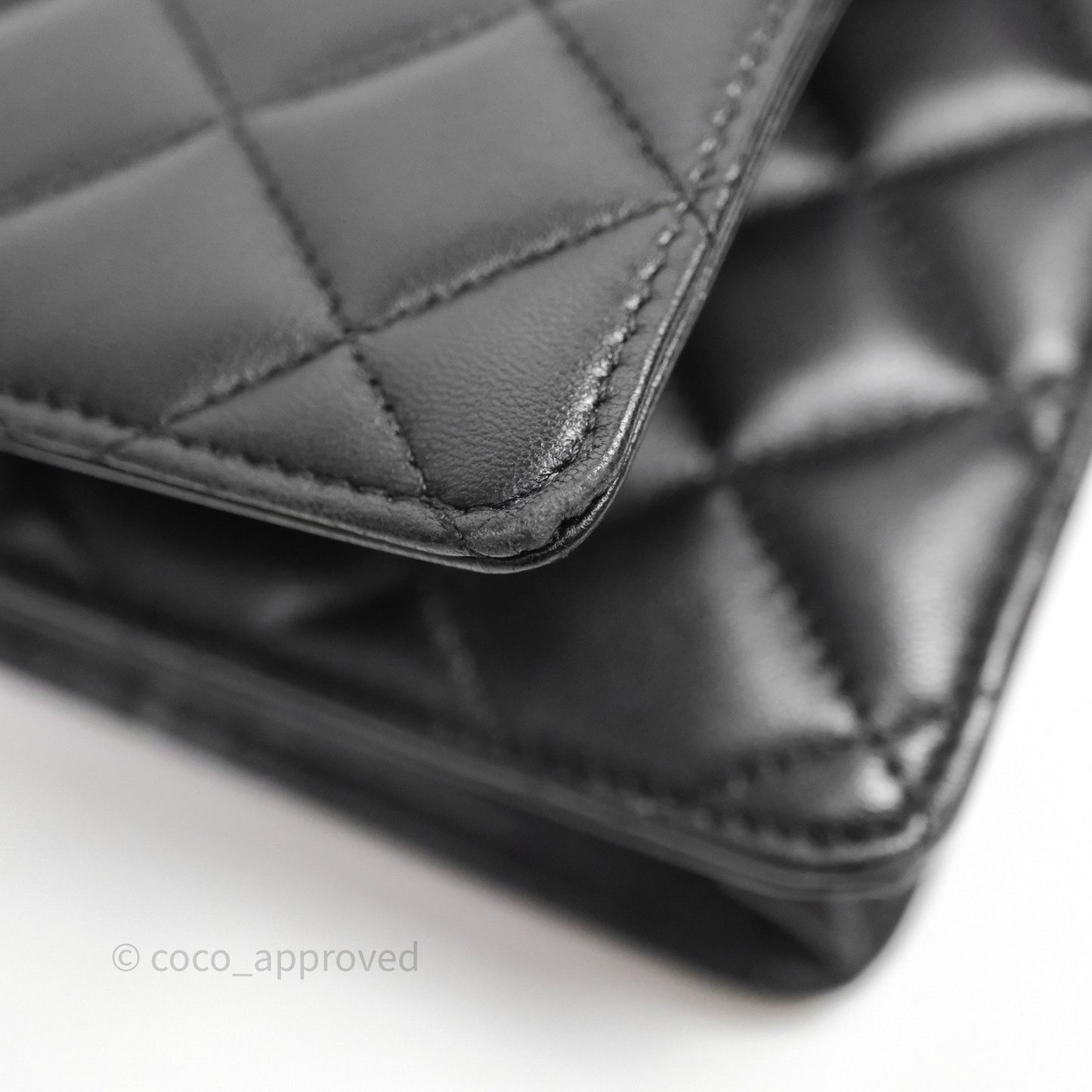 Chanel Quilted WOC Black Lambskin Silver Hardware