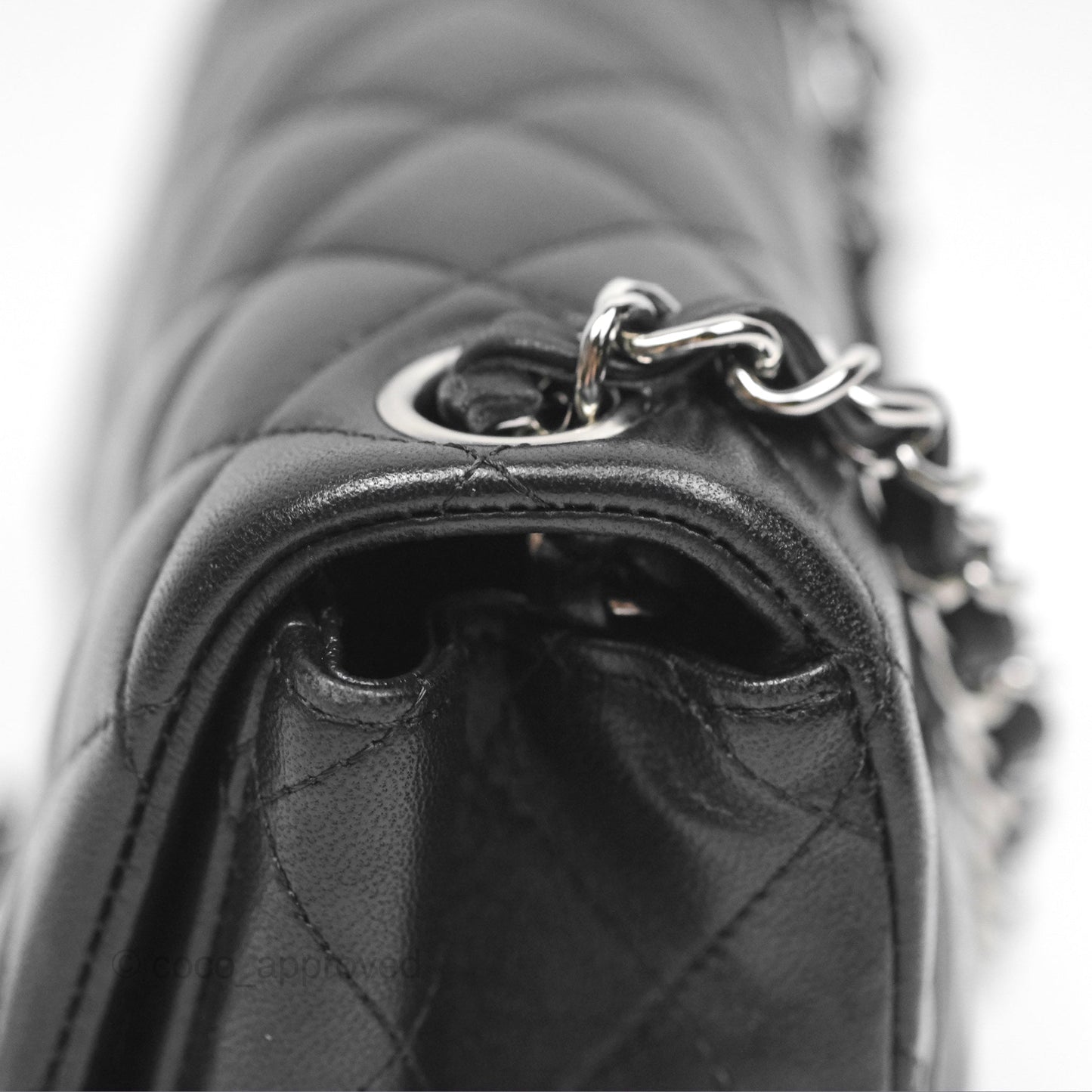 Chanel Mini Square Flap Quilted Black Lambskin Silver Hardware