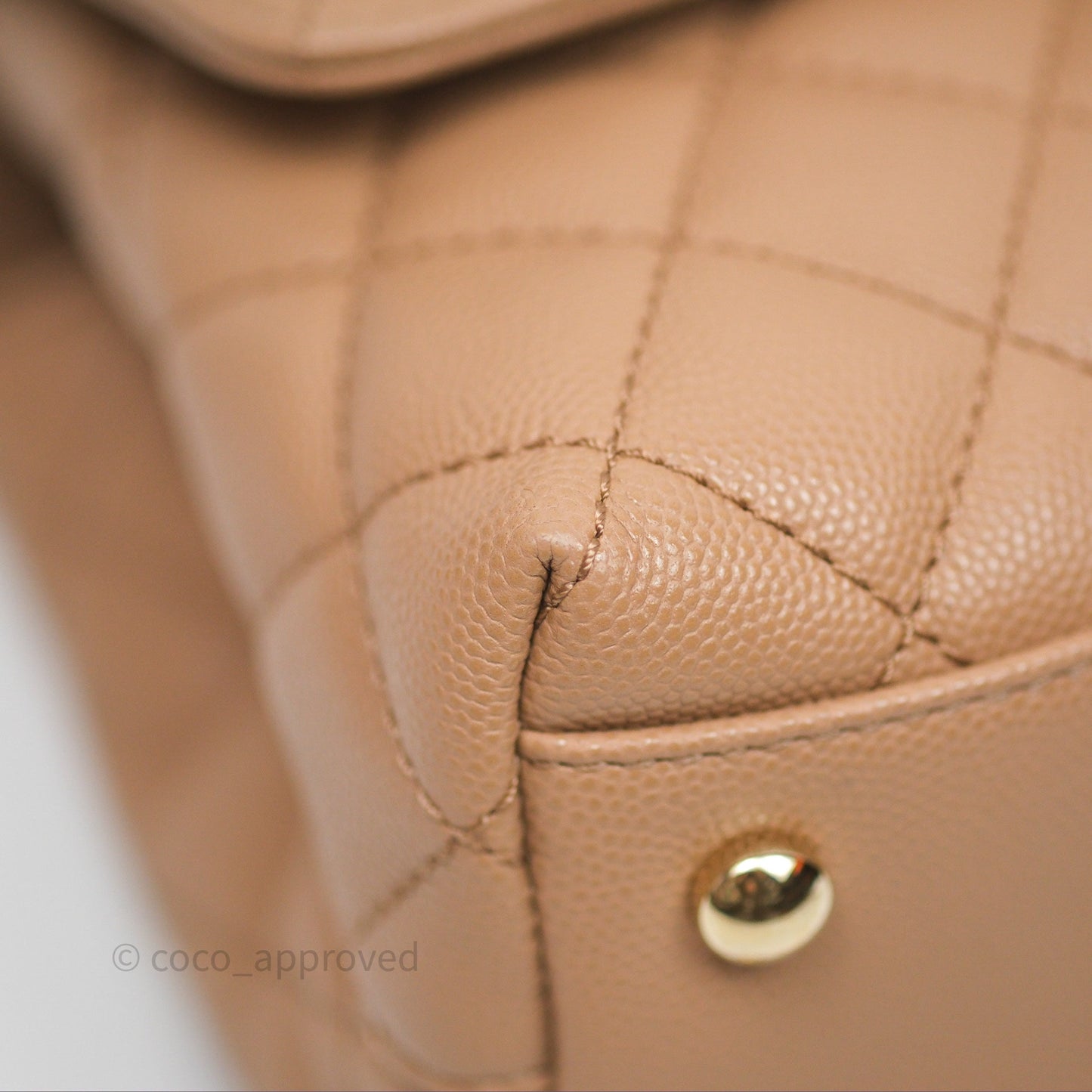 Chanel Small Coco Handle Quilted Dark Beige Caviar Gold Hardware