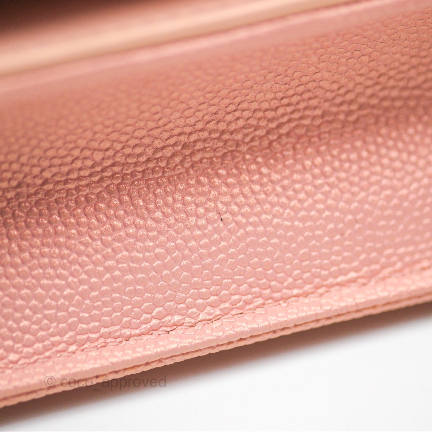 Chanel Mademoiselle Wallet On Chain WOC Chevron Iridescent Pink Caviar Silver Hardware