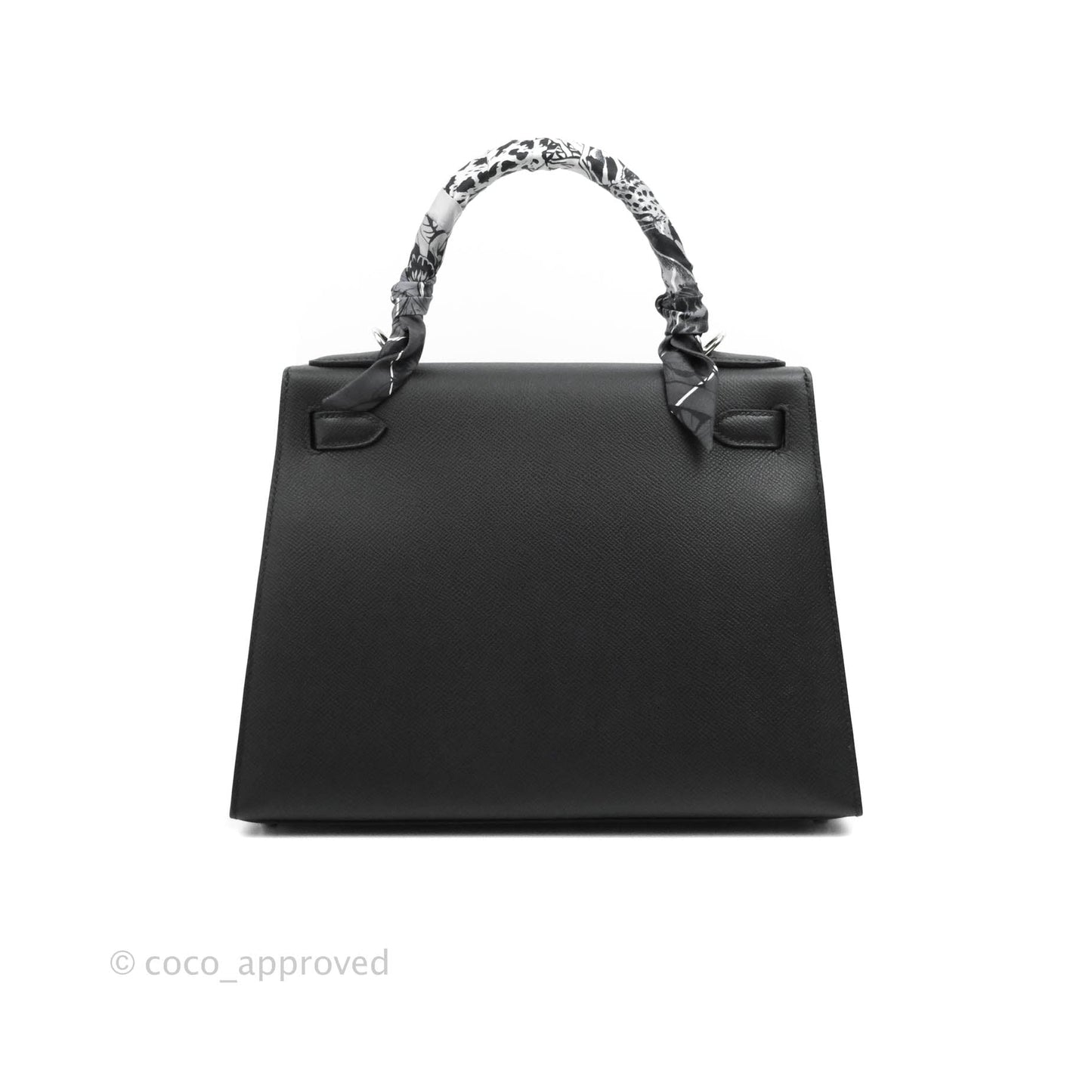 Hermès Kelly 28 Sellier Black Epsom Palladium Hardware