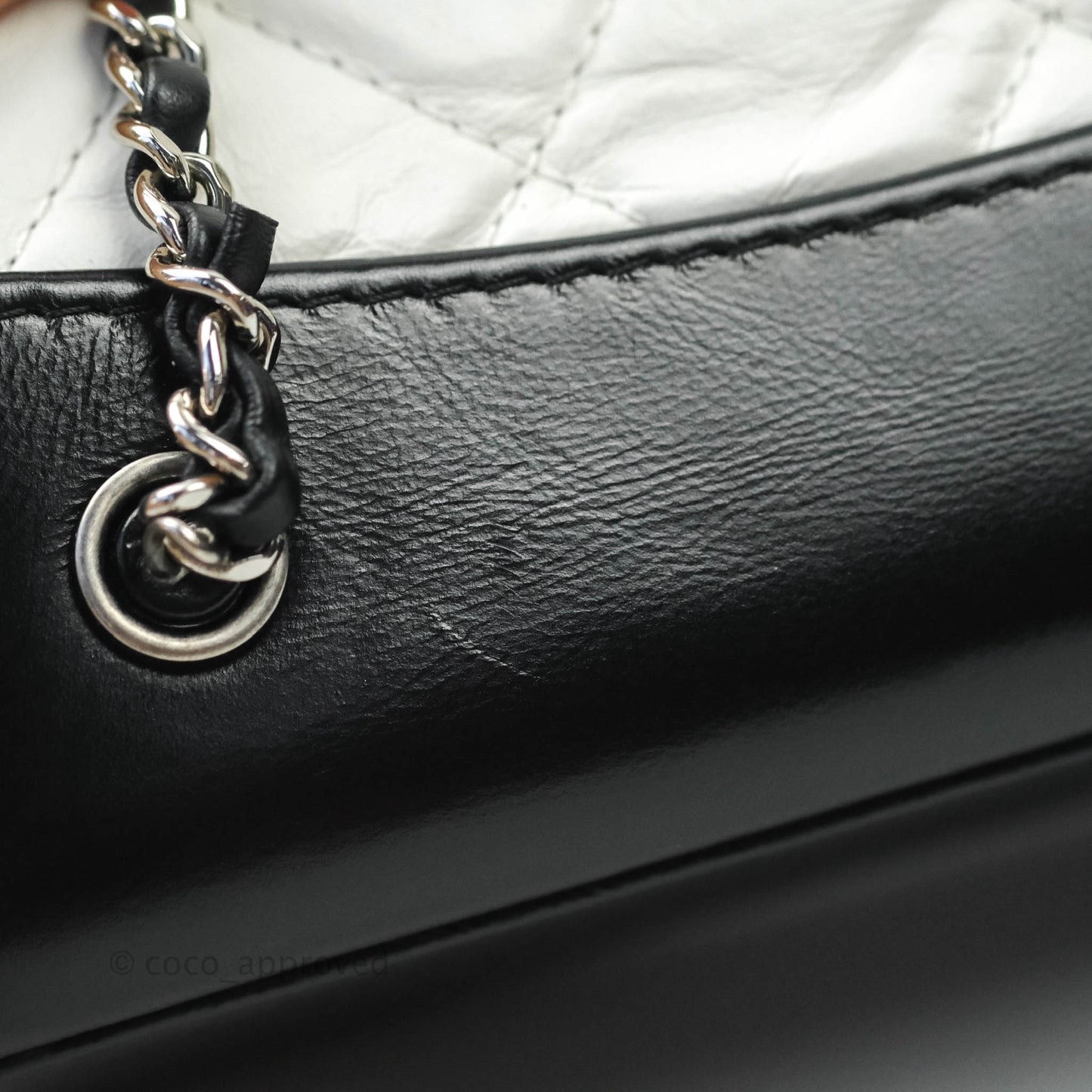 Chanel Small Gabrielle Backpack White Black Aged Calfskin
